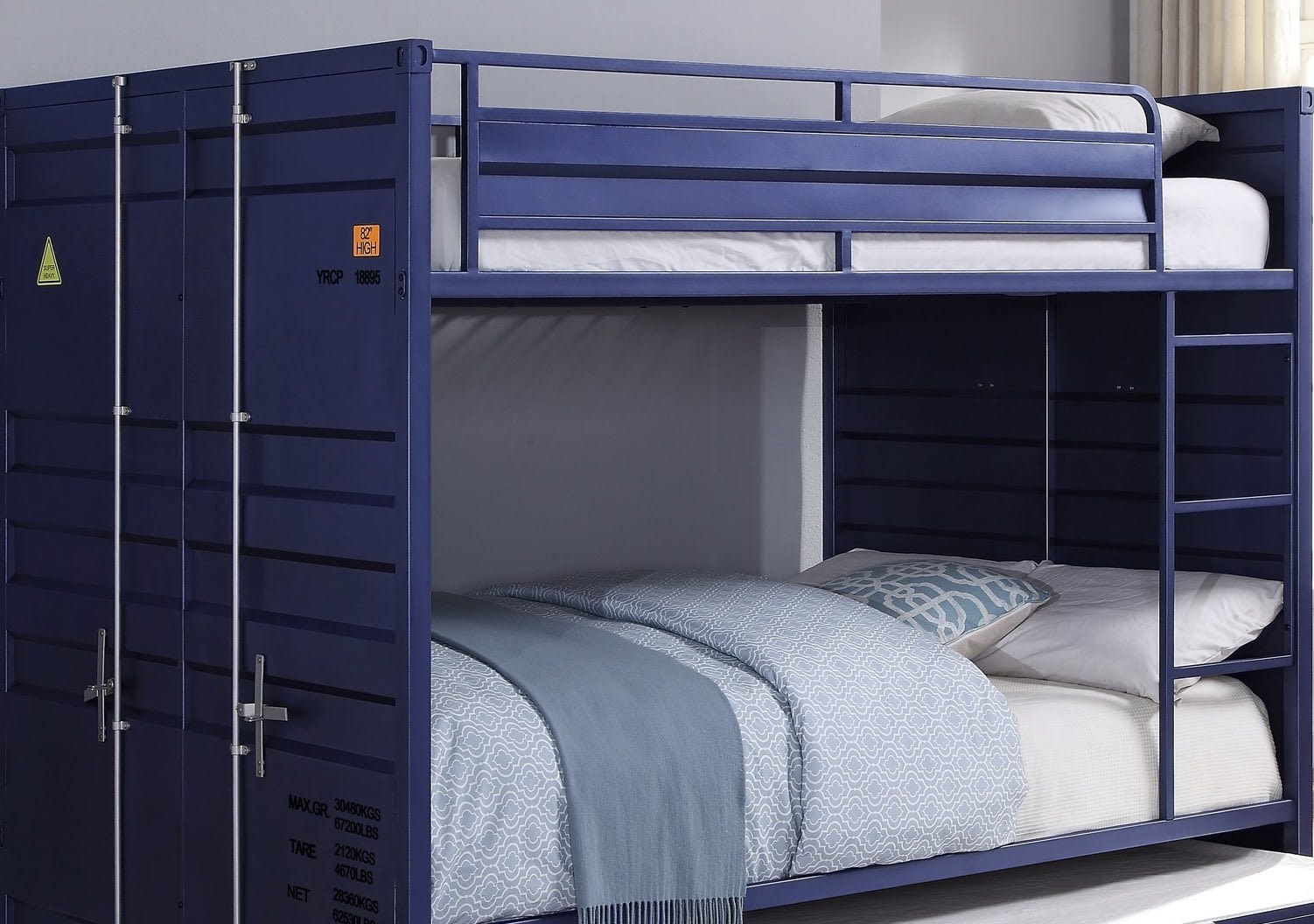 ACME Cargo Bunk Bed (Full/Full), Blue (1Set/2Ctn)-Boyel Living