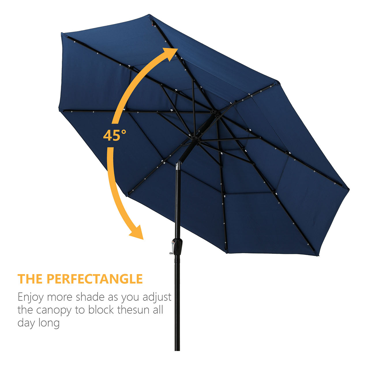 Boyel Living 11-Ft Market Patio Umbrella with LED(Navy)