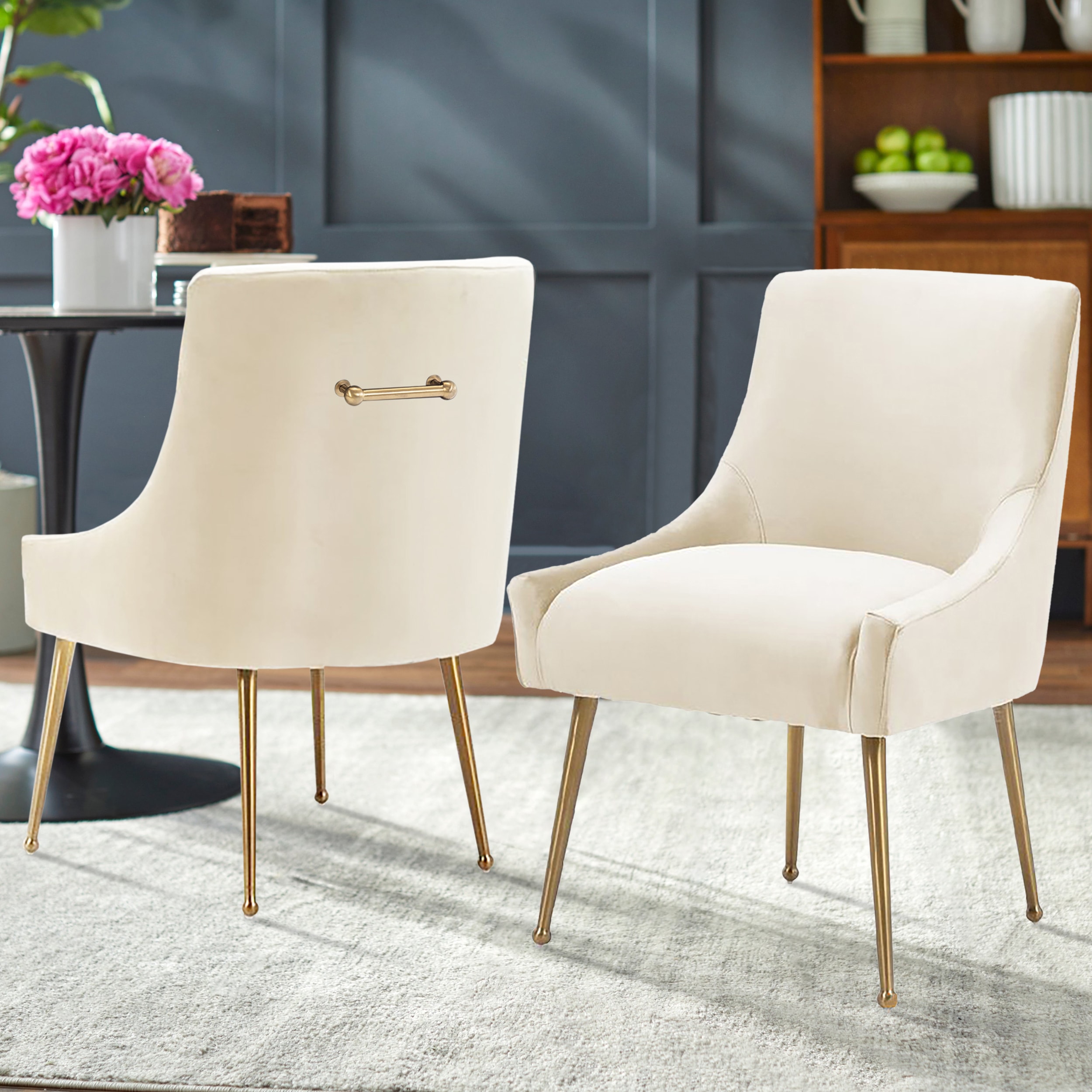 Velvet Dining Chair, Accent Side Chair With Adjustable Foot Nails, Set of 2-Boyel Living