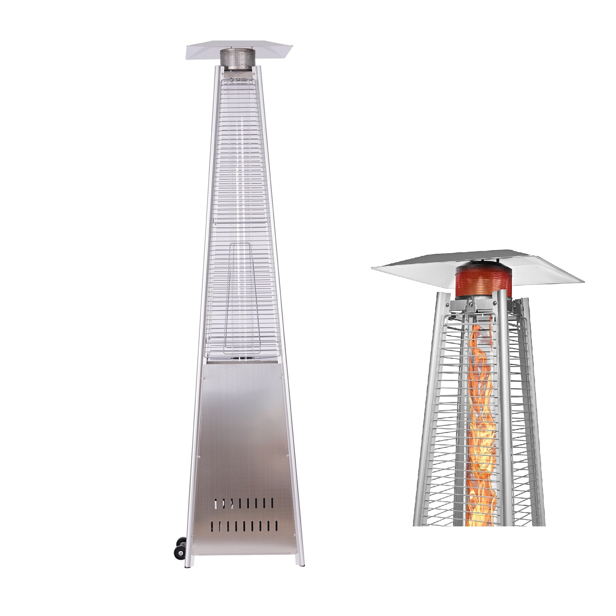 Outdoor Patio Pyramid Propane Space Heater-46,000 BTU Output Portable Flame Heater-Boyel Living