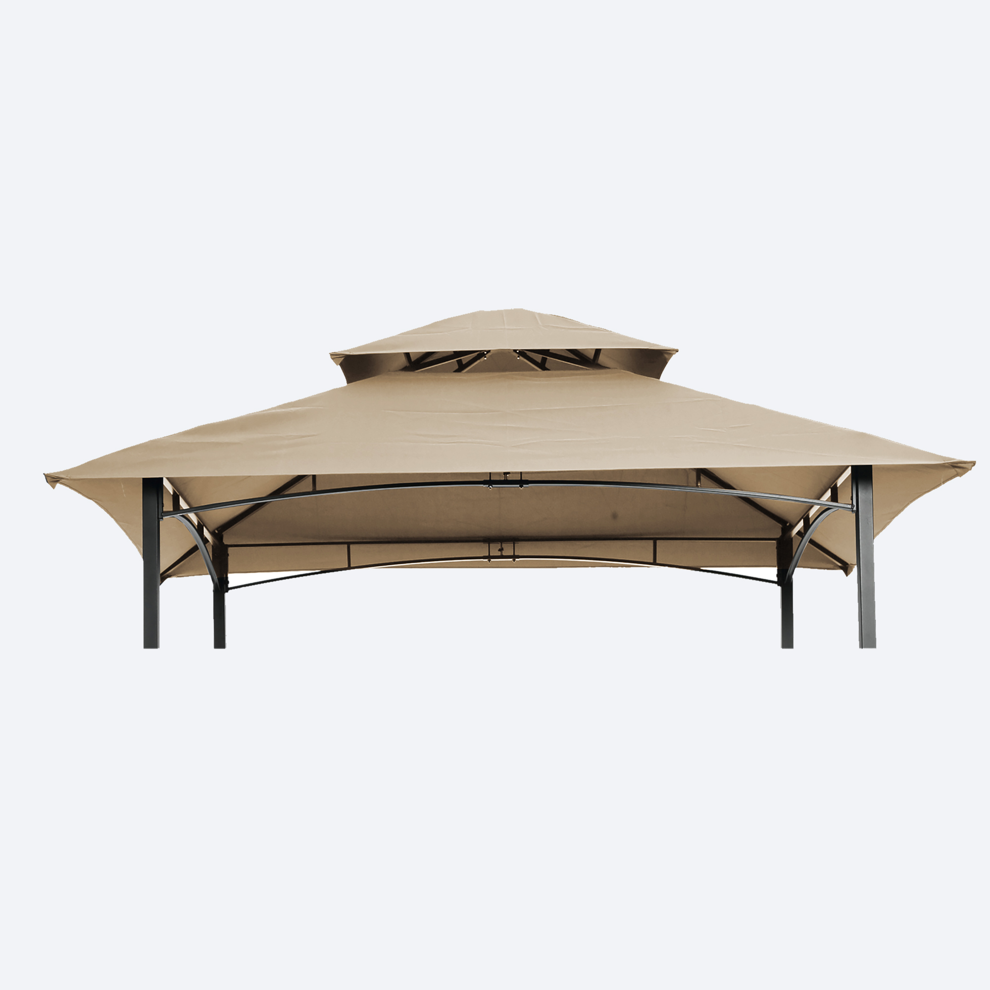 8x5Ft Grill Gazebo Replacement Canopy,Double Tiered BBQ Tent Roof Top Cover,Beige-Boyel Living