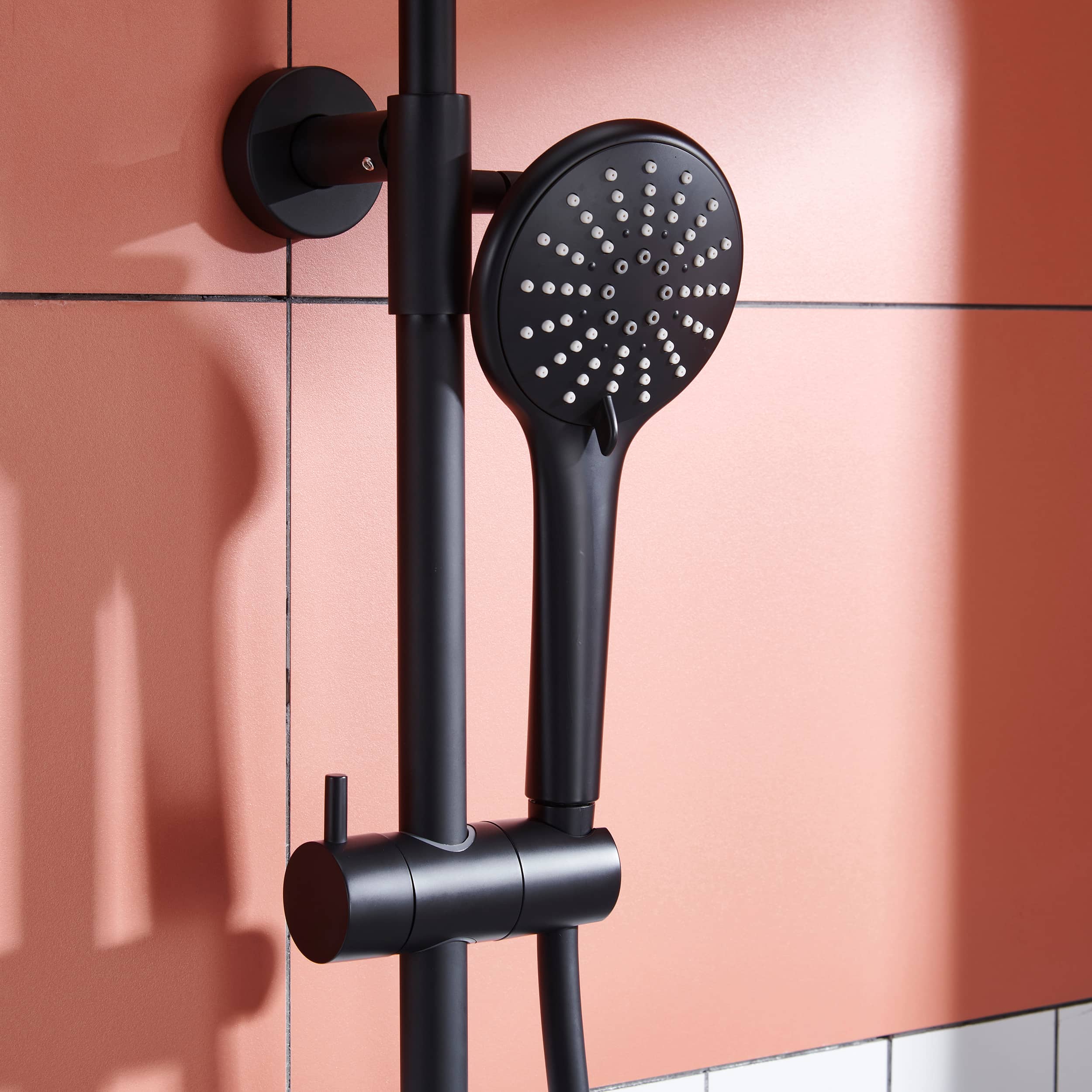 2 Function Wall Mount Round Thermostatic Rain Shower System in Matte Black-Boyel Living
