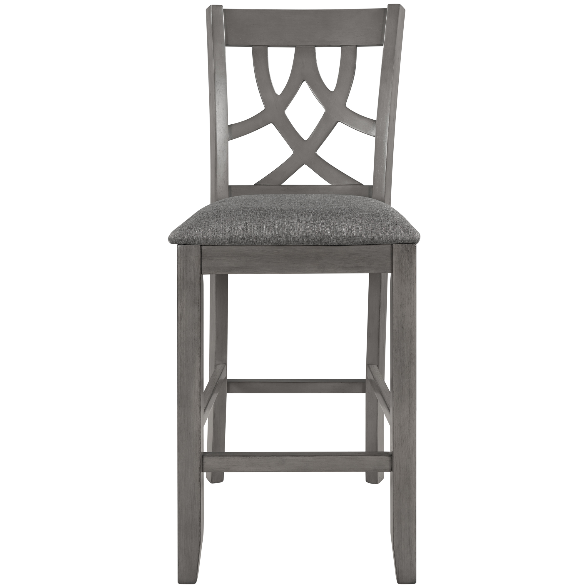 Farmhouse 2 Piece Padded Round Counter Height Kitchen Dining Chairs with Cross Back for Small Places, Gray-Boyel Living