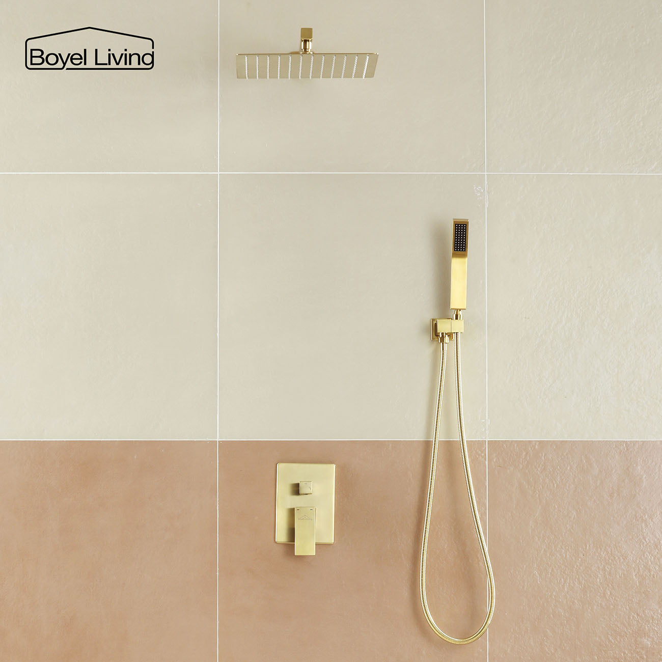 Boyel Living 12 in. Wall Mount Shower System with Handheld in Brushed Gold-Boyel Living