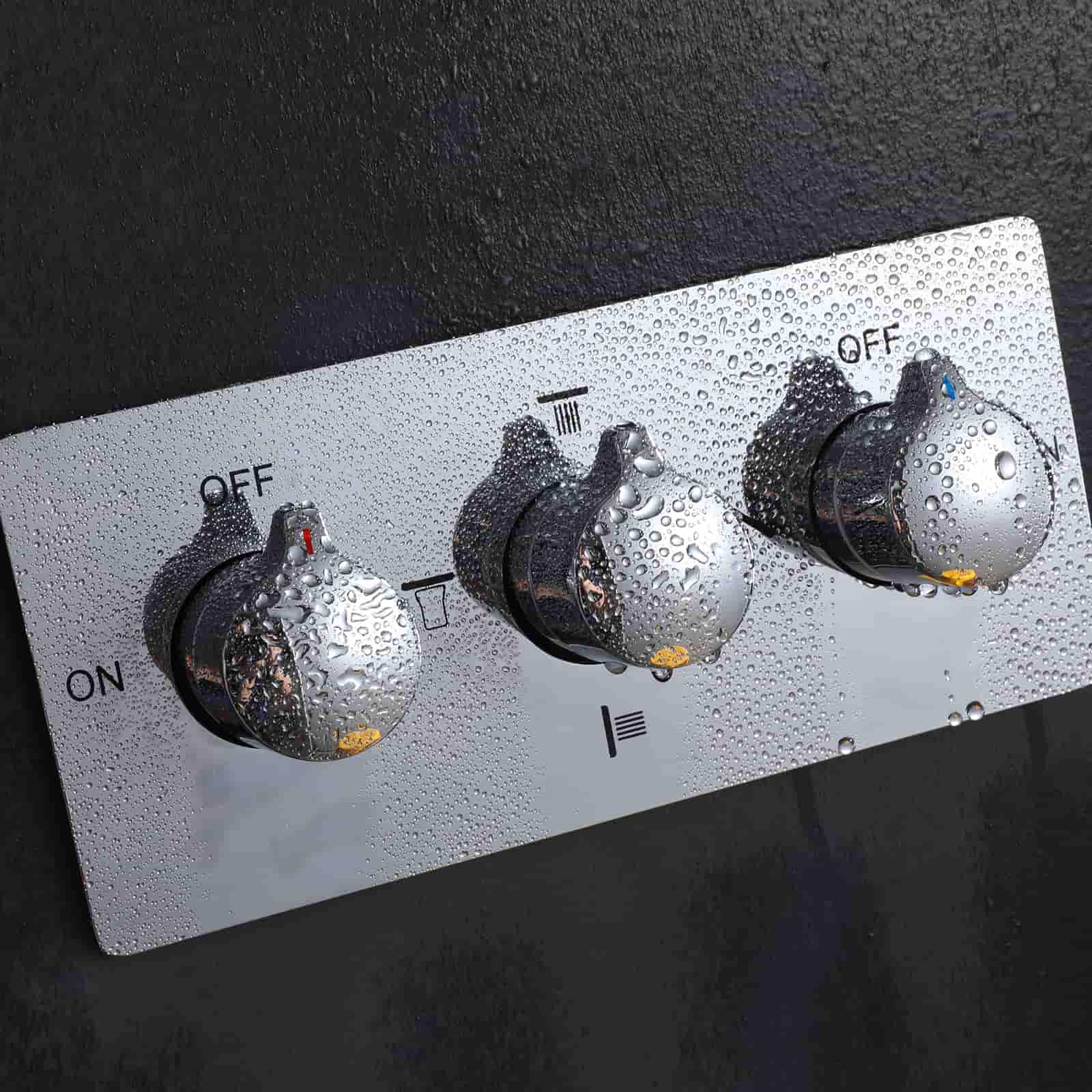 Boyel Living Luxury LED Ceiling Rainfall Shower Head System with Body Jets Bathroom Shower Faucet Complete Set, Flow Adjustable-Boyel Living