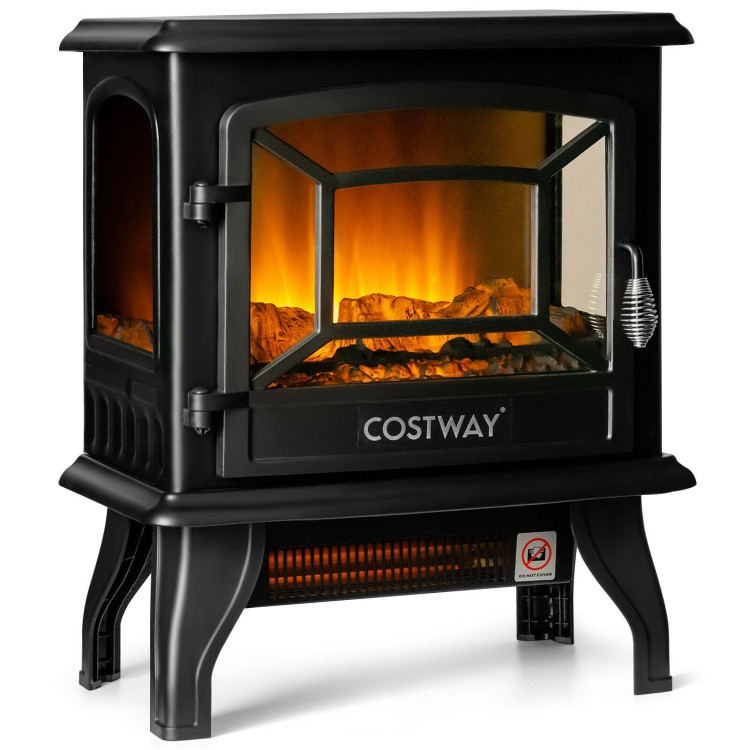 17 Inch Freestanding Electric Stove Fireplace Heater with 3 Side View-Boyel Living