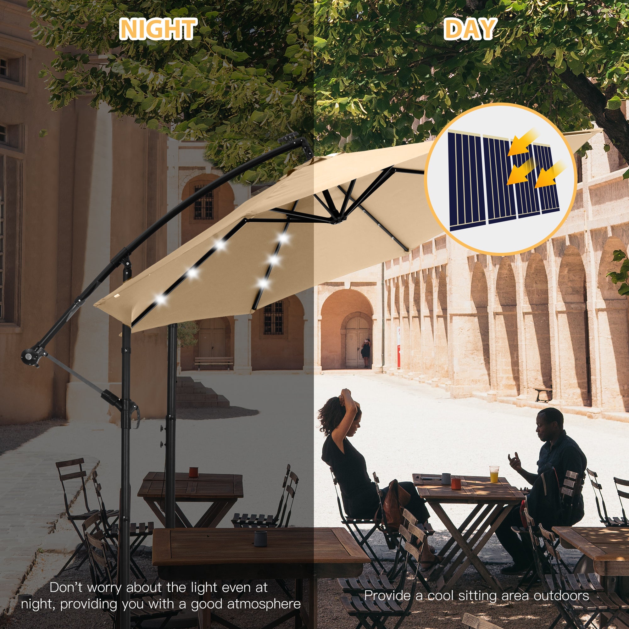 10 ft. outdoor cantilever hanging patio umbrella Kozyard 10' Offset Cantilever Hanging Patio Umbrella Large Market Style for Outdoor Balcony Table or Large Garden Terrace