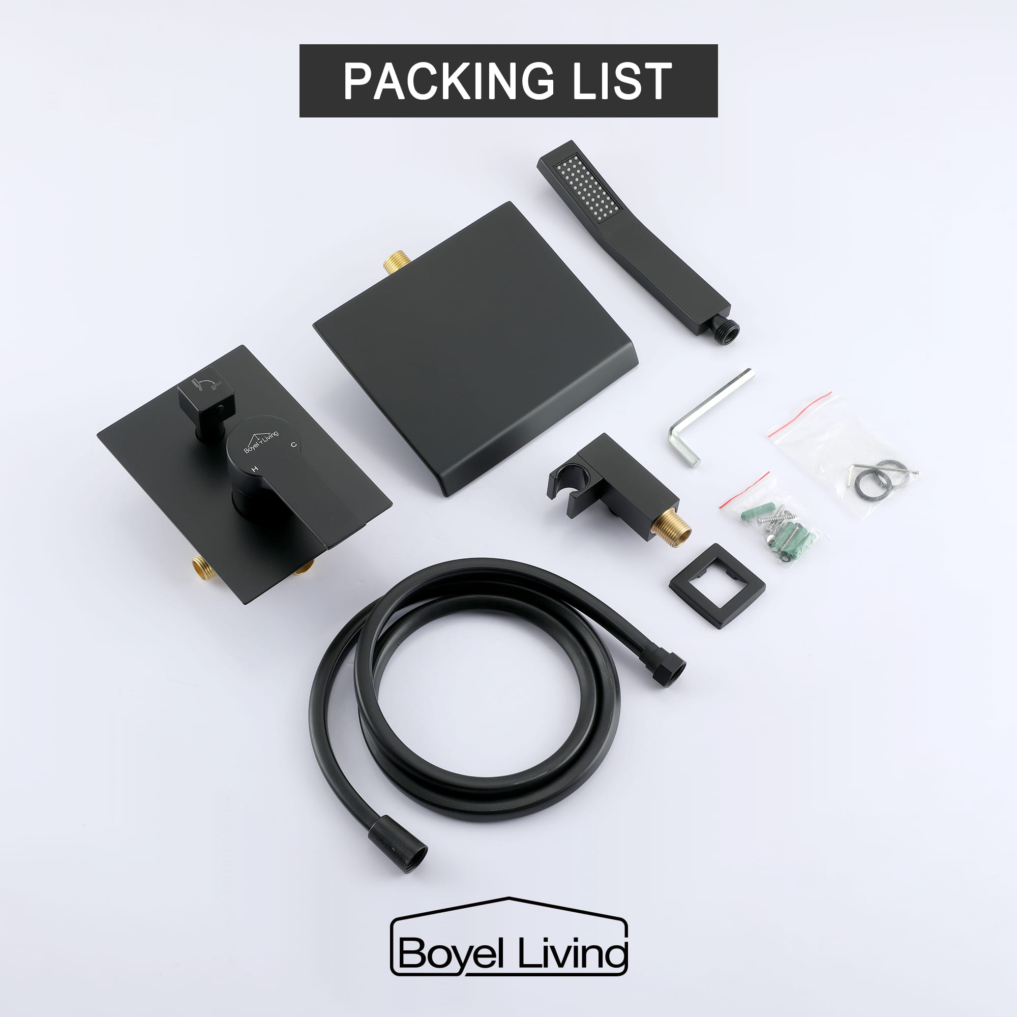 Wall Mount Single-Handle Roman Tub Faucet with Hand Shower-Boyel Living