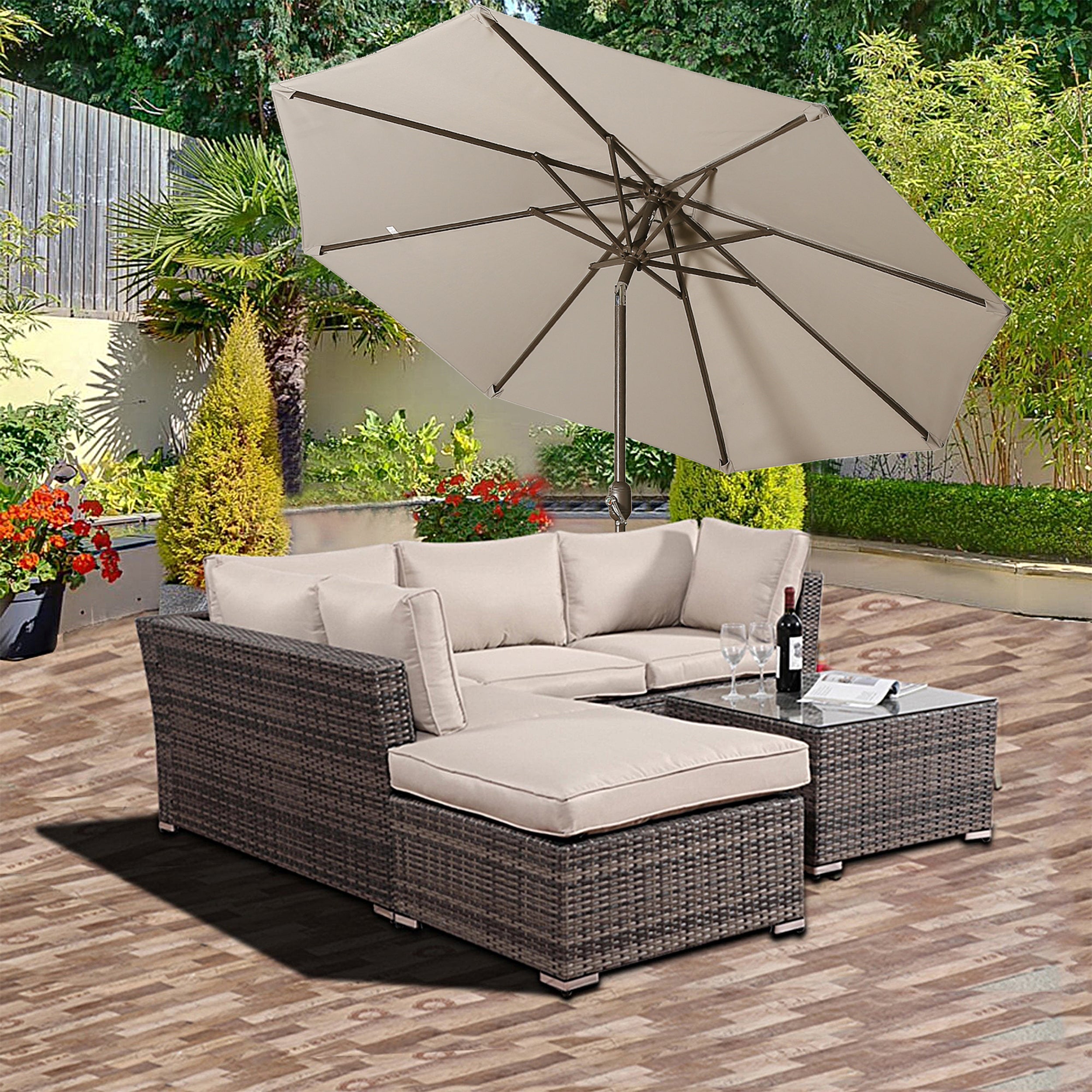 9ft Patio Umbrella Outdoor Umbrella Patio Market Umbrella with Push Button Tilt and Crank-Boyel Living