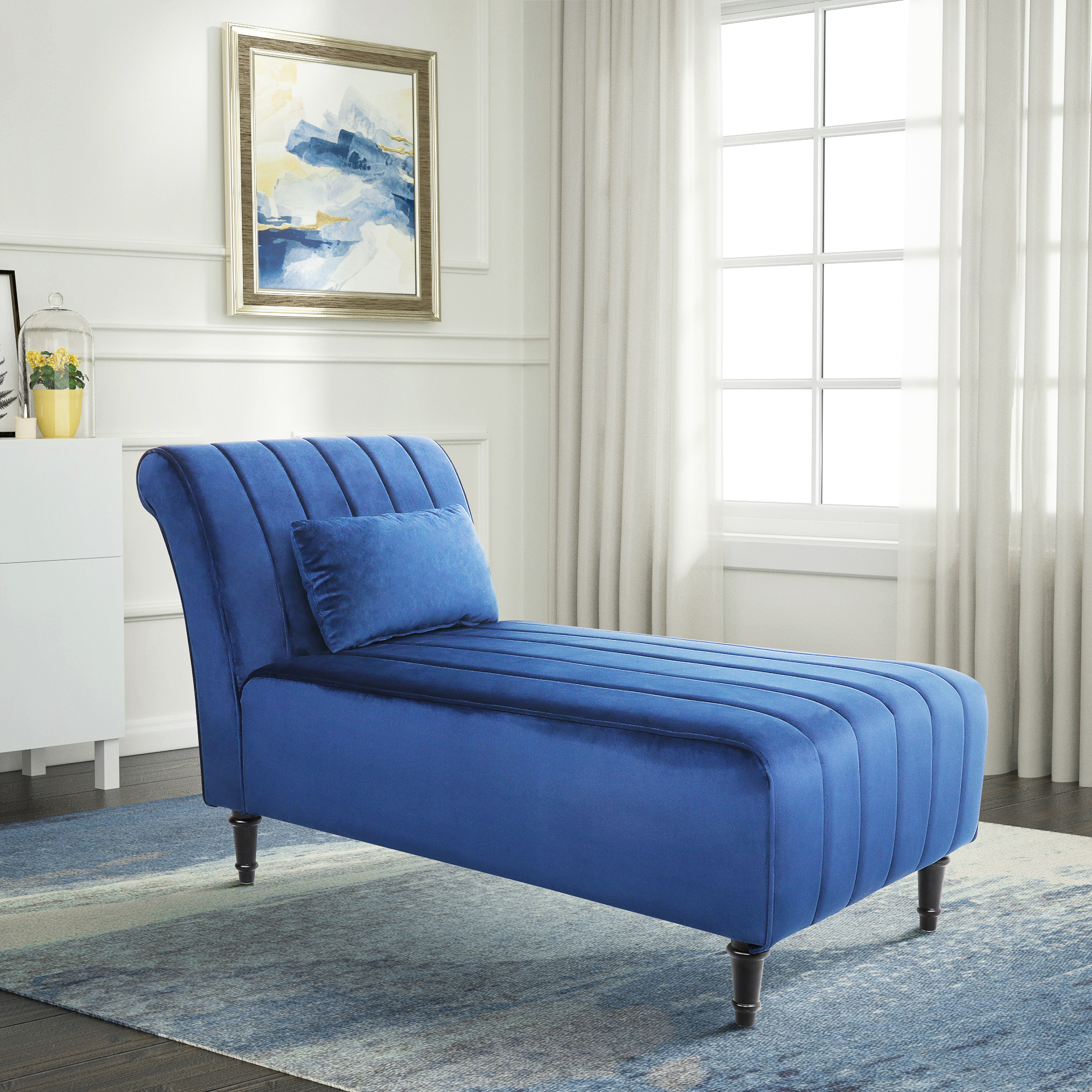 Chairone Armless Velvet Fabric Chaise Lounge-Boyel Living