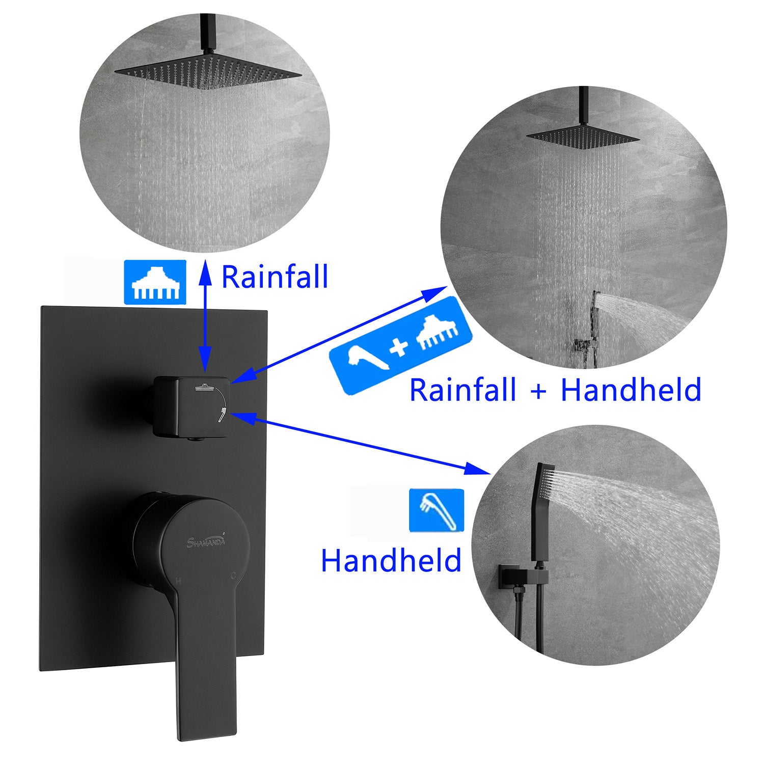 Boyel Living 10 in. Ceiling Mount Dual Shower Heads, Shower System with Rough-In Valve Body and Trim-Boyel Living