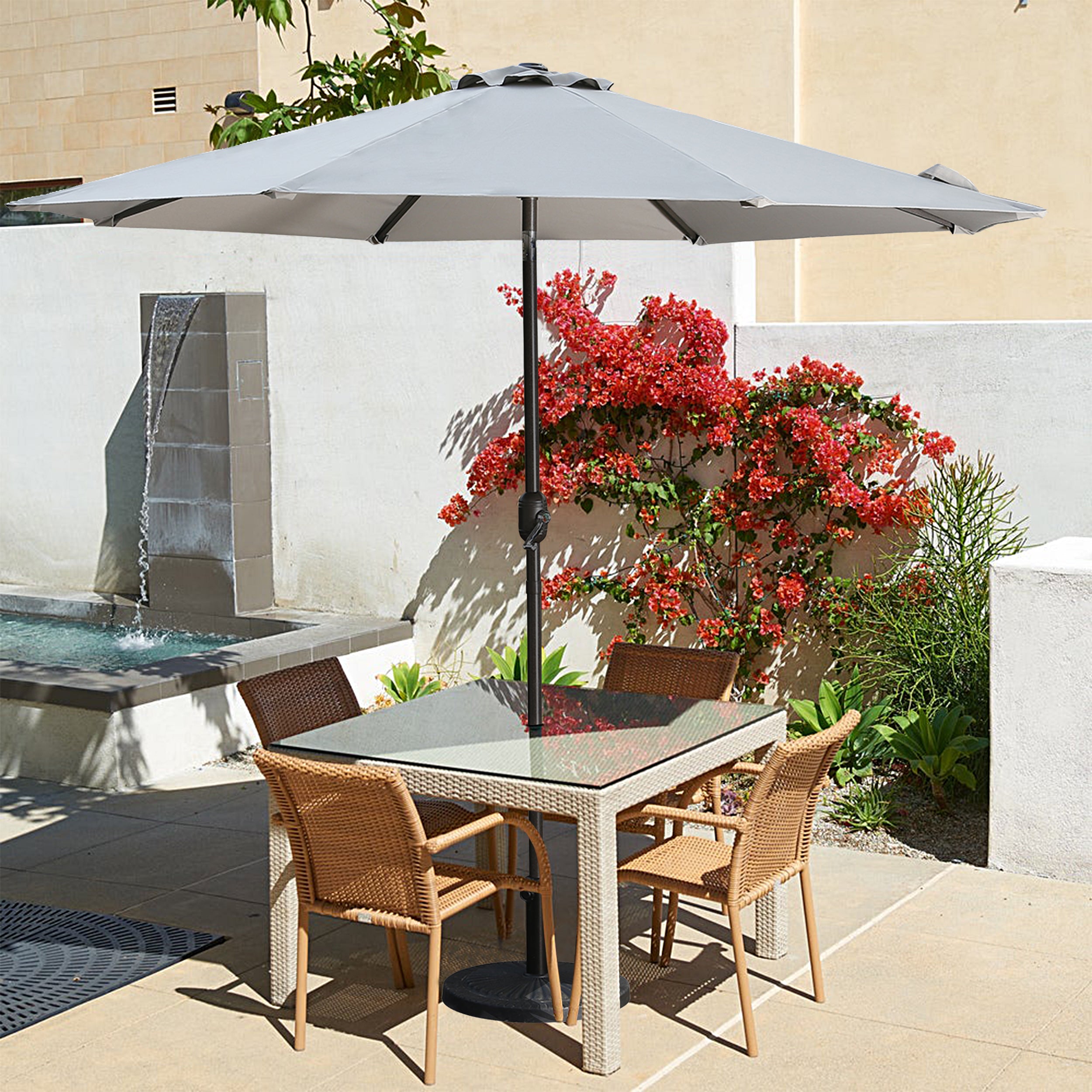 9ft Patio Umbrella Outdoor Umbrella Patio Market Umbrella with Push Button Tilt and Crank-Boyel Living