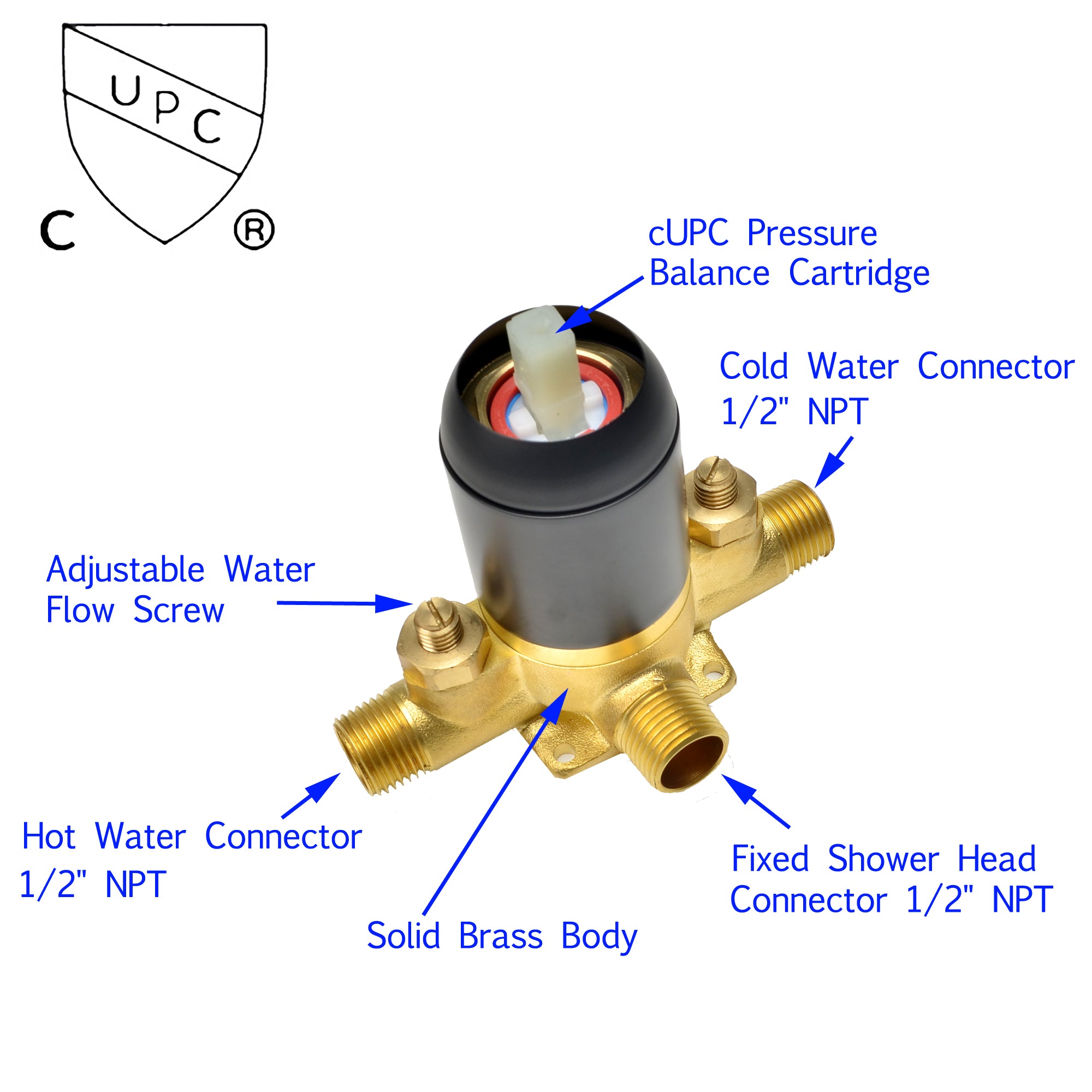 Boyel Living 1-Spray Patterns with 3.4 GPM 9 in. Wall Mount Rain Fixed Shower Head with Single Lever Handle and Valve-Boyel Living