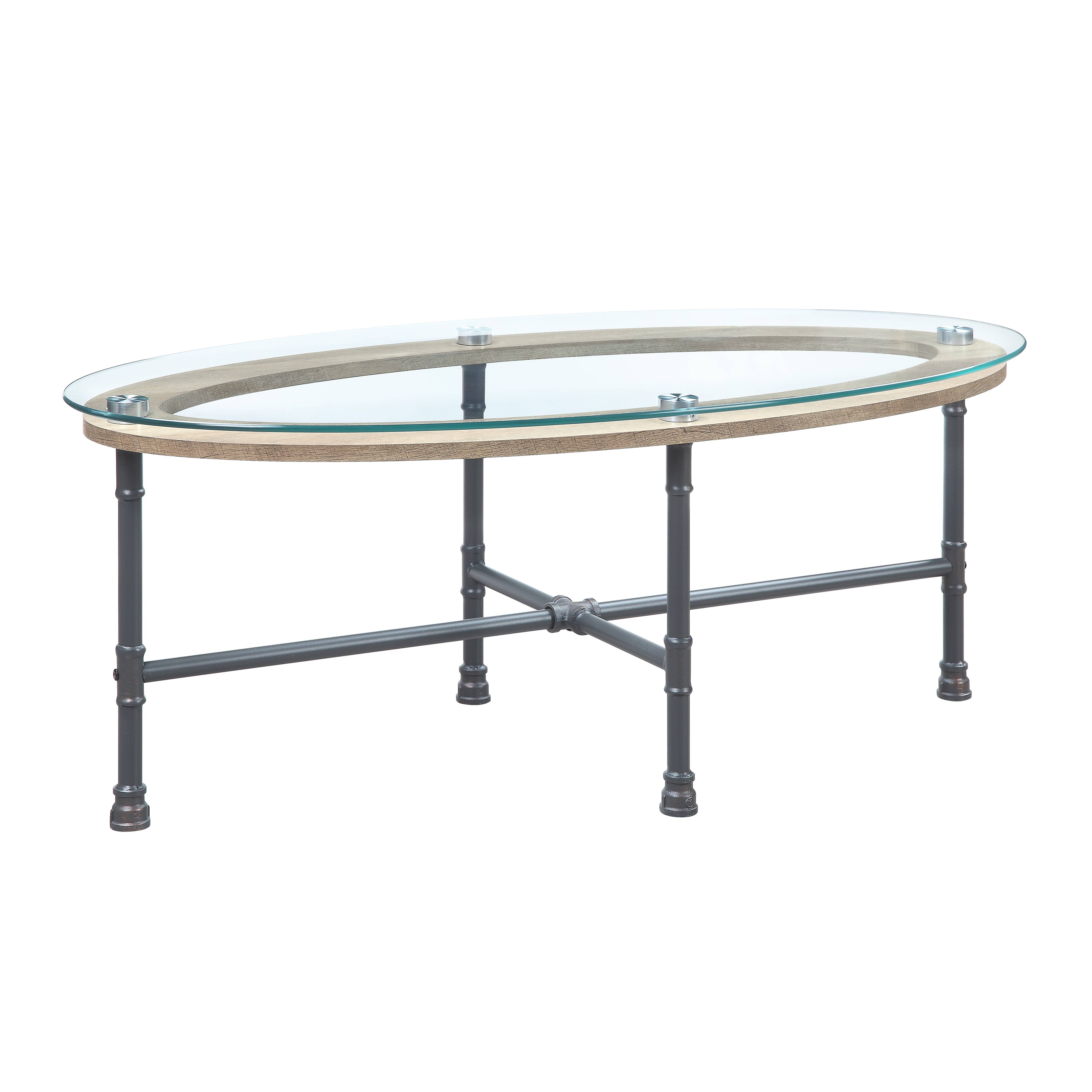 ACME Brantley Coffee Table in Clear Glass  Sandy Gray Finish-Boyel Living