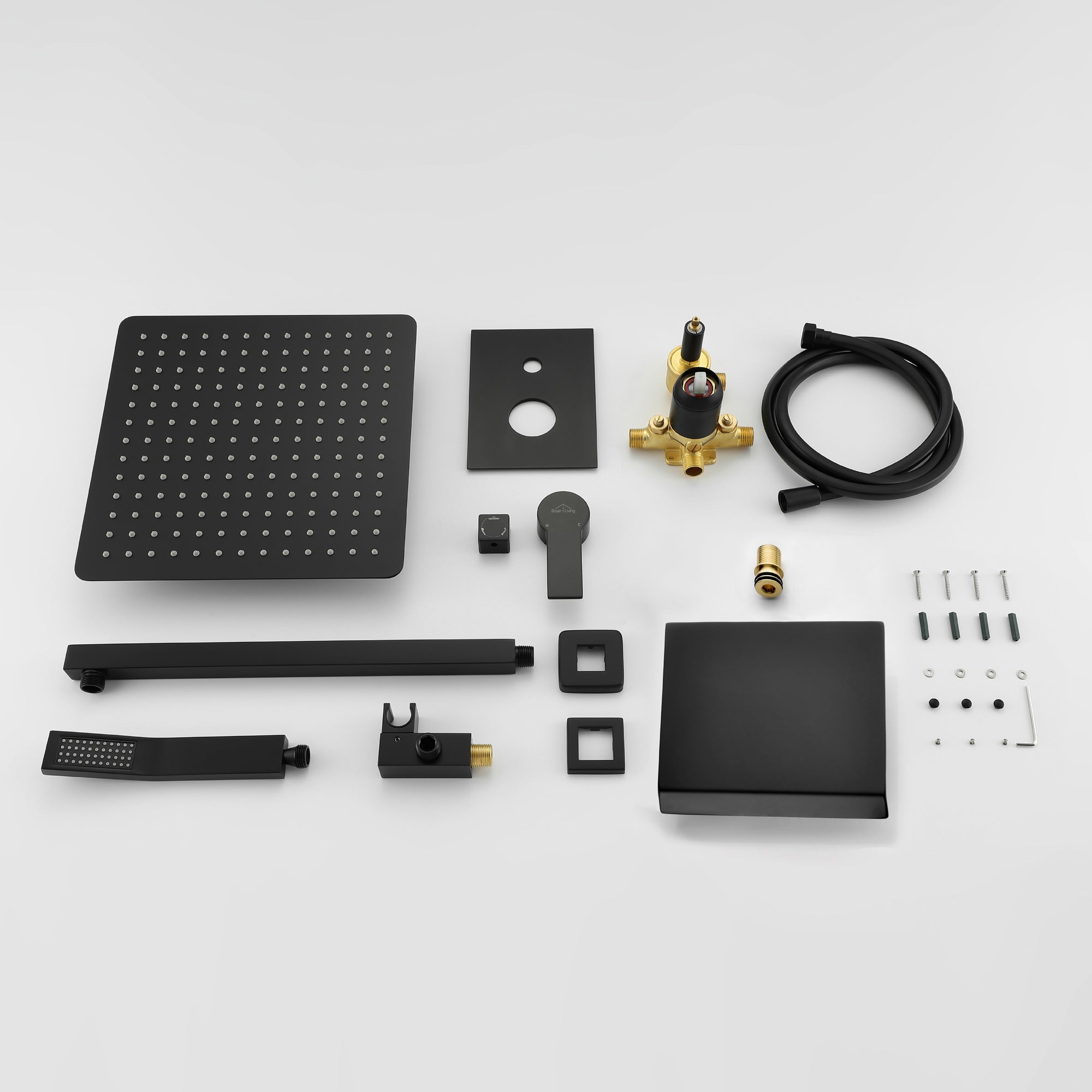 Boyel Living 12 in. Matte Black Shower System with Handheld and Tub Spout Packing List-Boyel Living