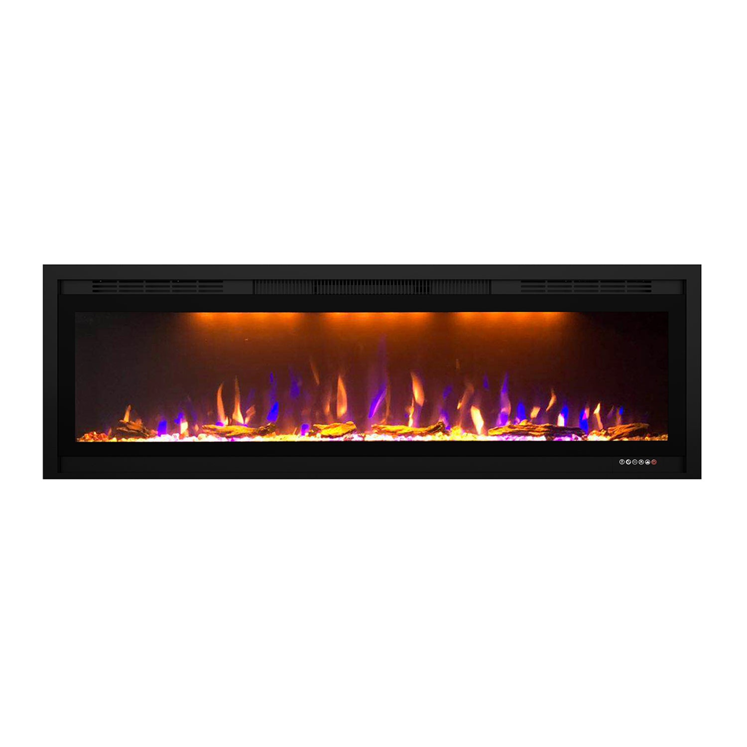 Recessed and Wall Mounted Tempered Glass Electric Fireplace in Black, 50/60/74 in.-Boyel Living