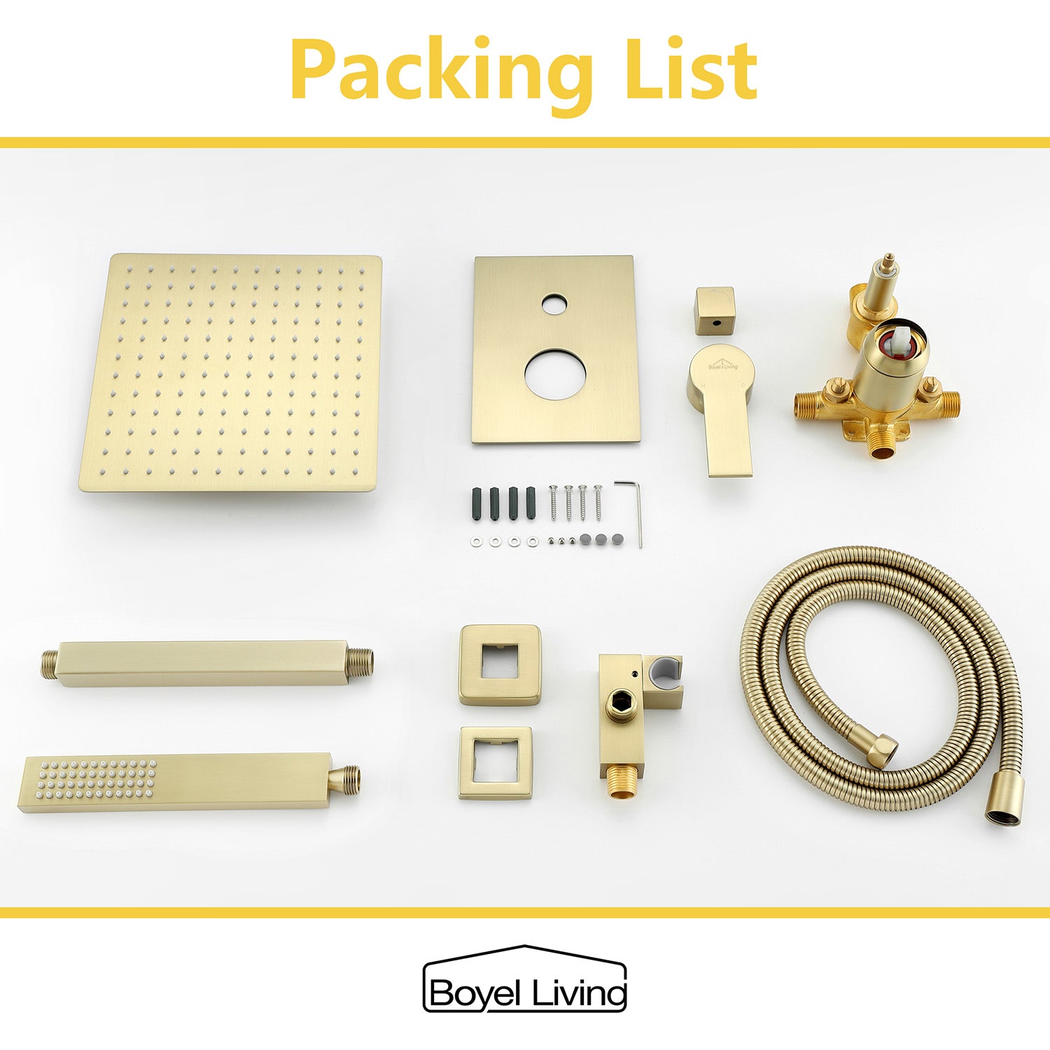 Boyel Living 10 in. Ceiling Mount Dual Shower Heads, Shower System with Rough-In Valve Body and Trim-Boyel Living