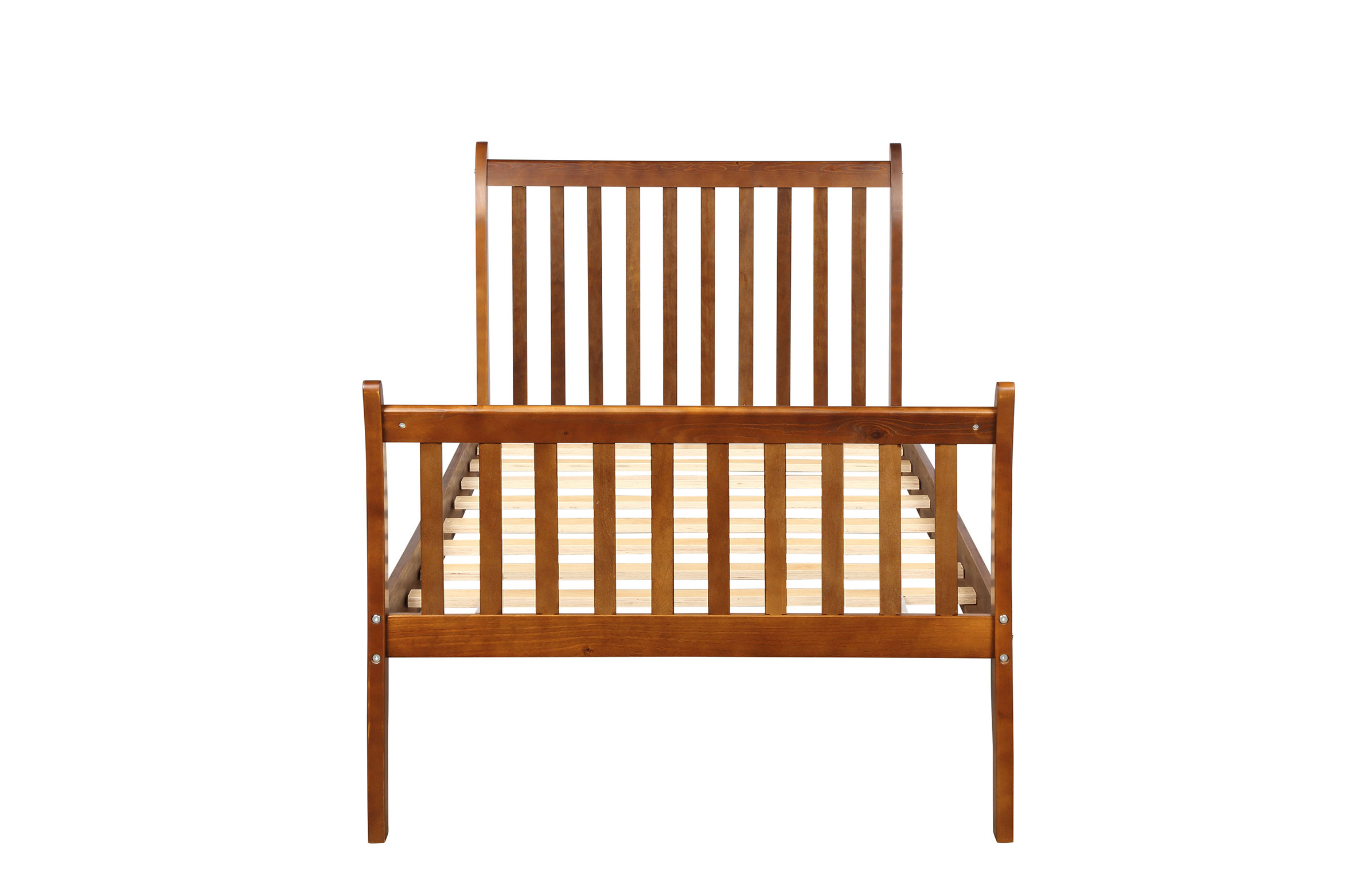 Bed Frame Platform Mattress Foundation with Solid Wood Slat Support (Walnut, Twin)-Boyel Living