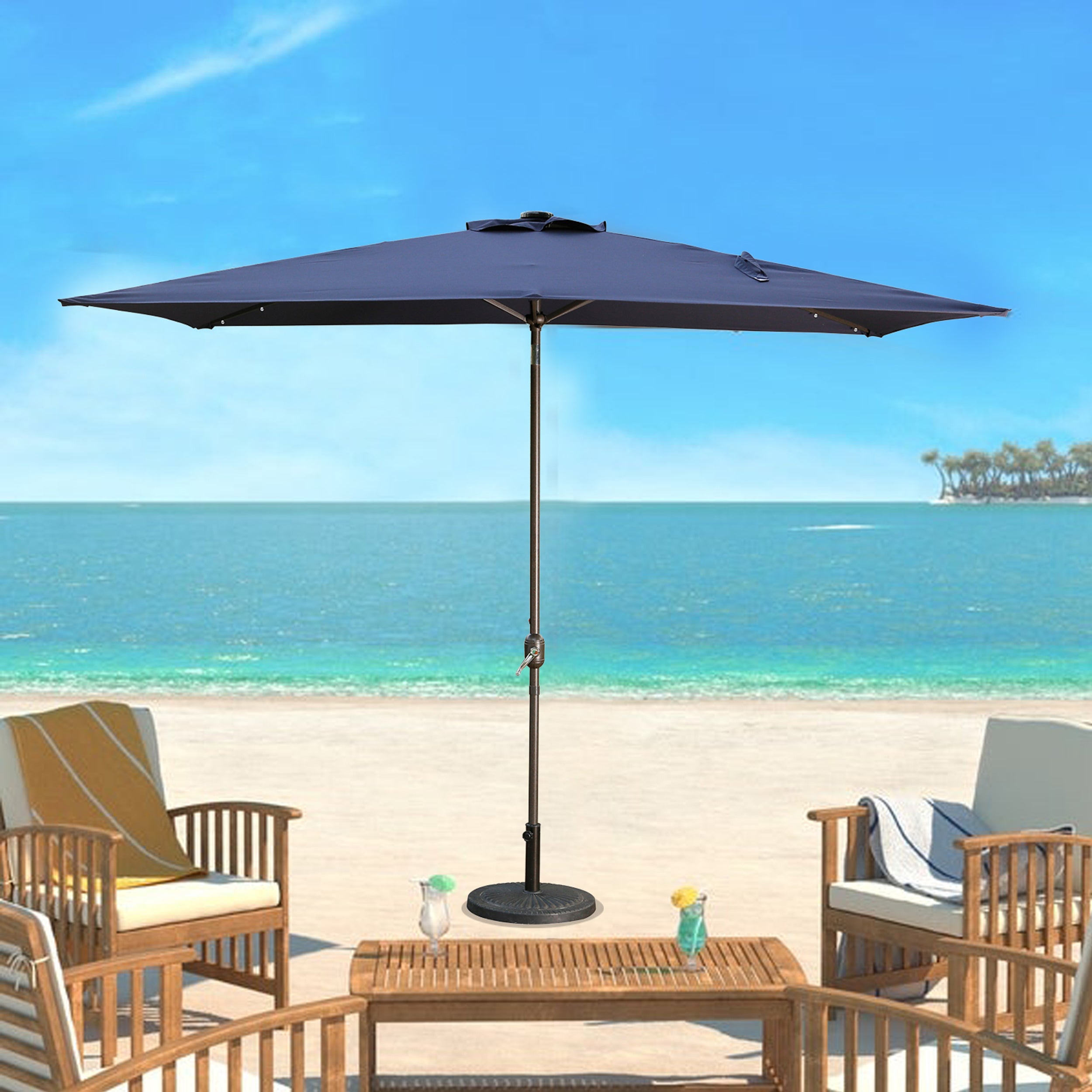 10' x 6'5 Rectangular Lighted Market Umbrella-Boyel Living
