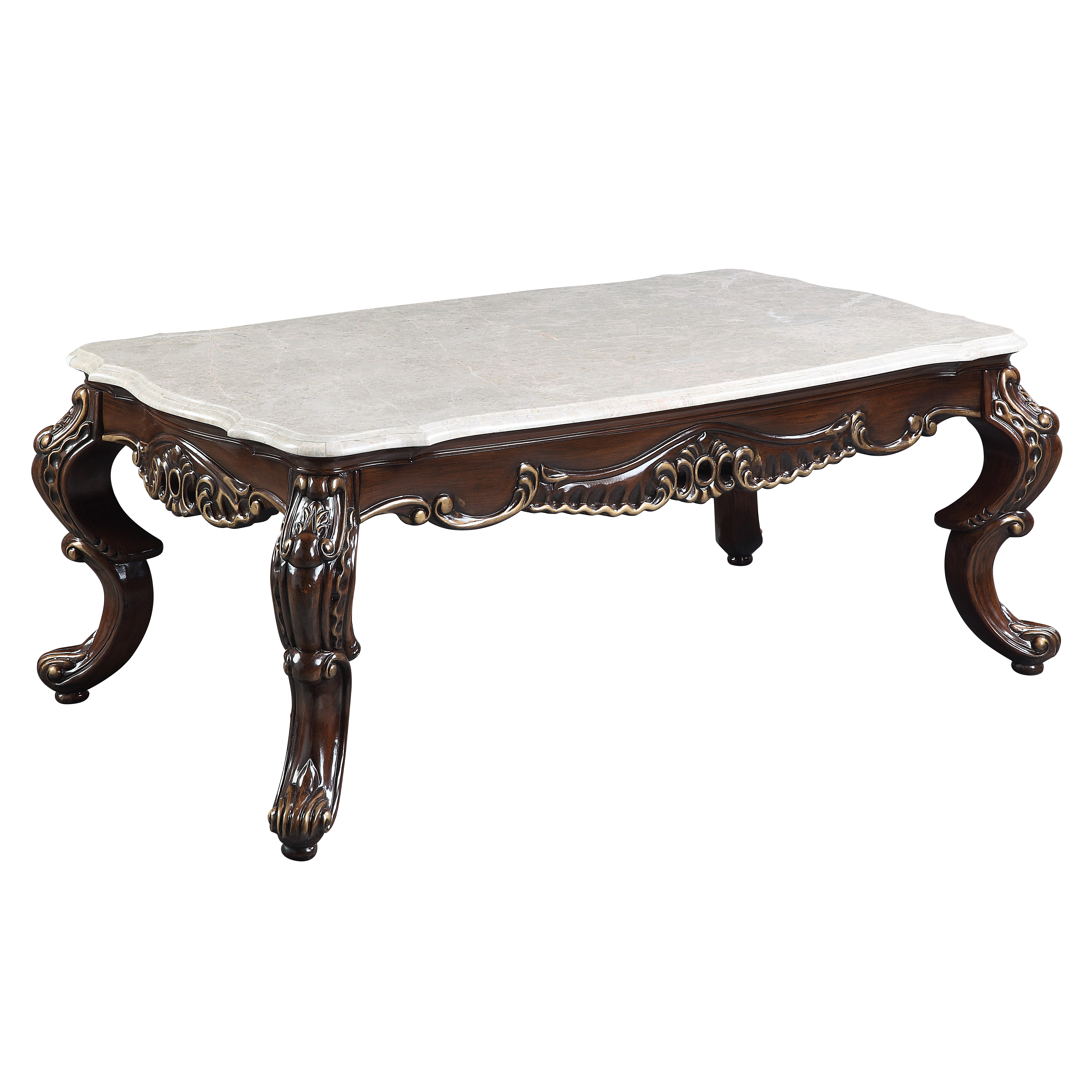 ACME Benbek Coffee Table in Marble  Antique Oak Finish-Boyel Living