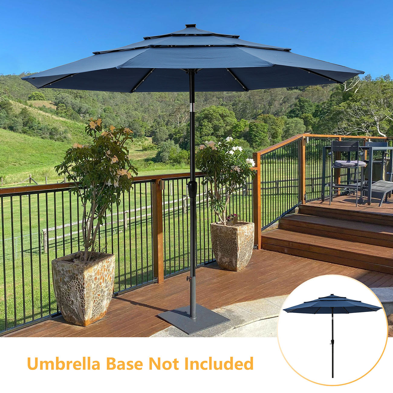 Boyel Living 11-Ft Market Patio Umbrella with LED(Navy)-Boyel Living