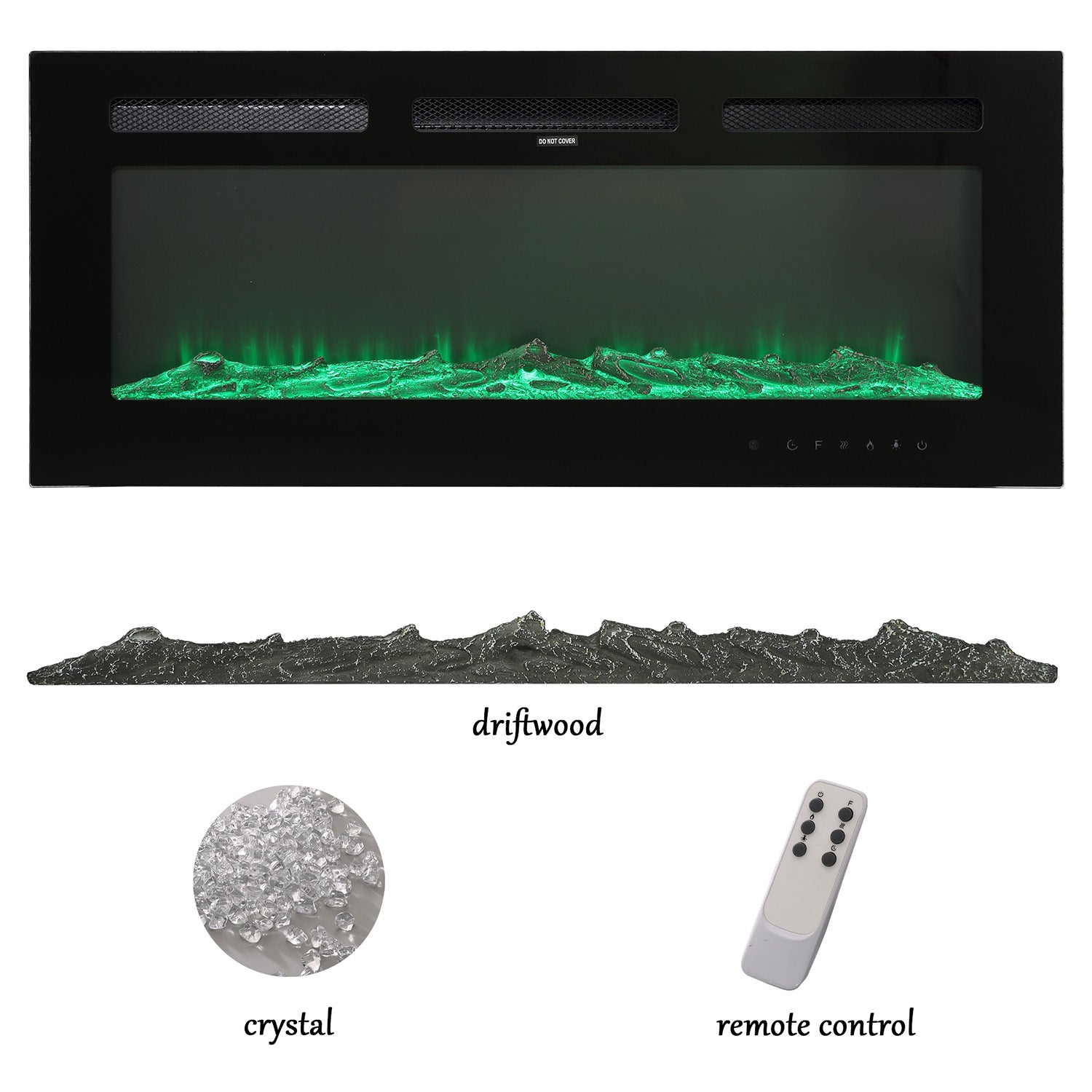 Boyel Living Electric Wall Mounted Recessed Fireplace with Remote 1500/750 Watt in Black, 30/36/40/50/60 in.-Boyel Living