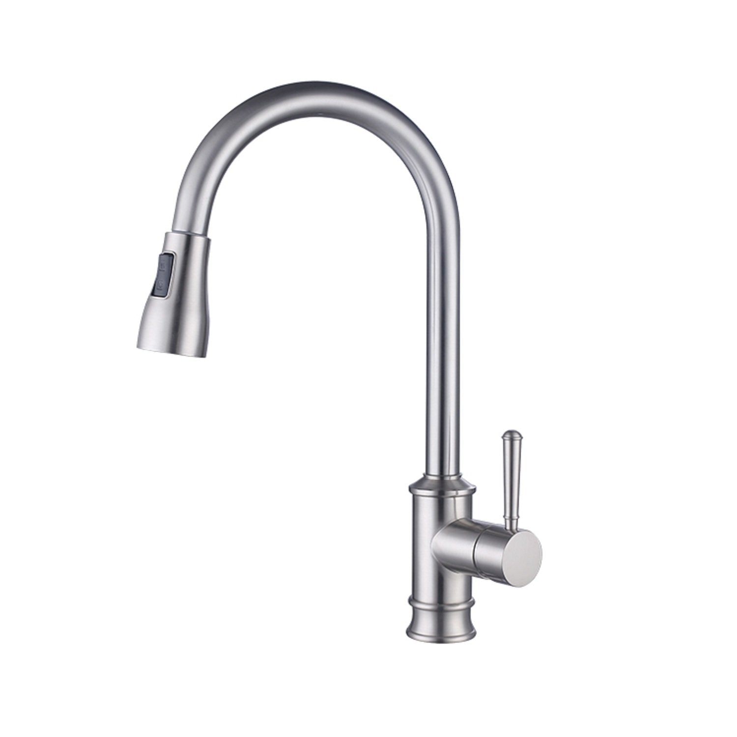 Single Handle High Arc Pull out Kitchen Faucet in Brushed Nickel-Boyel Living