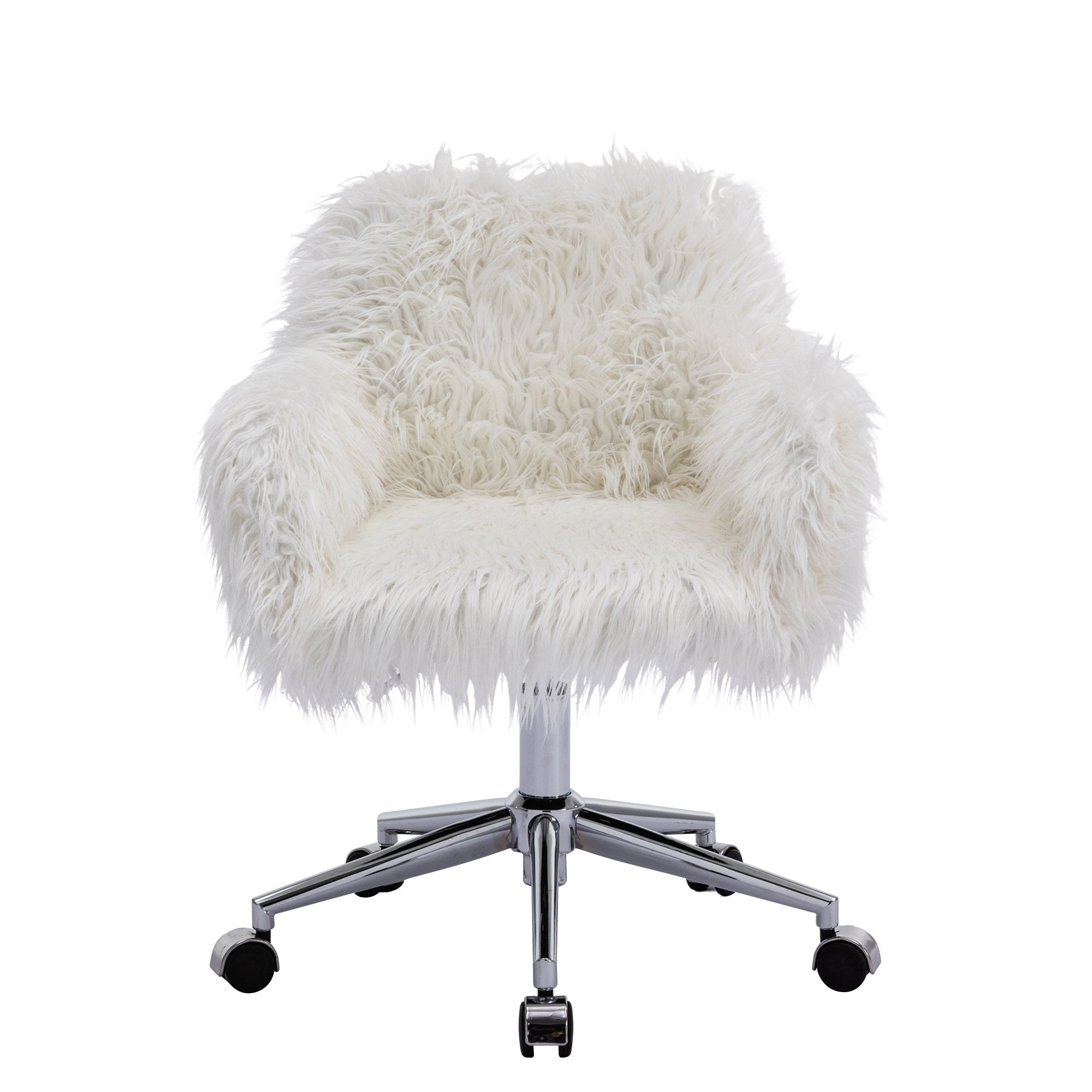 Modern Faux fur home office chair, fluffy chair for girls, makeup vanity Chair-Boyel Living
