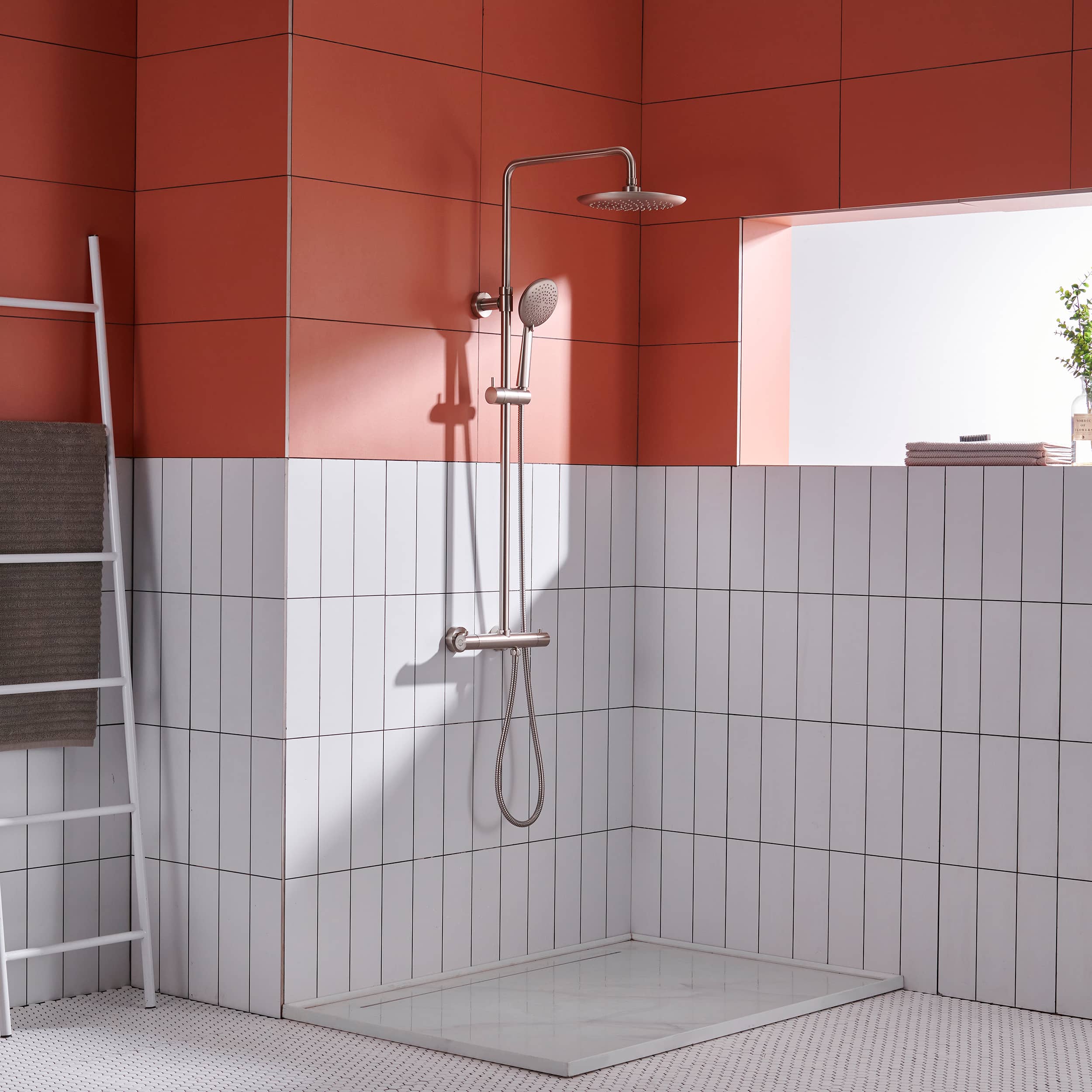 2 Function Wall Mount Round Thermostatic Rain Shower System in Brushed Nickel-Boyel Living