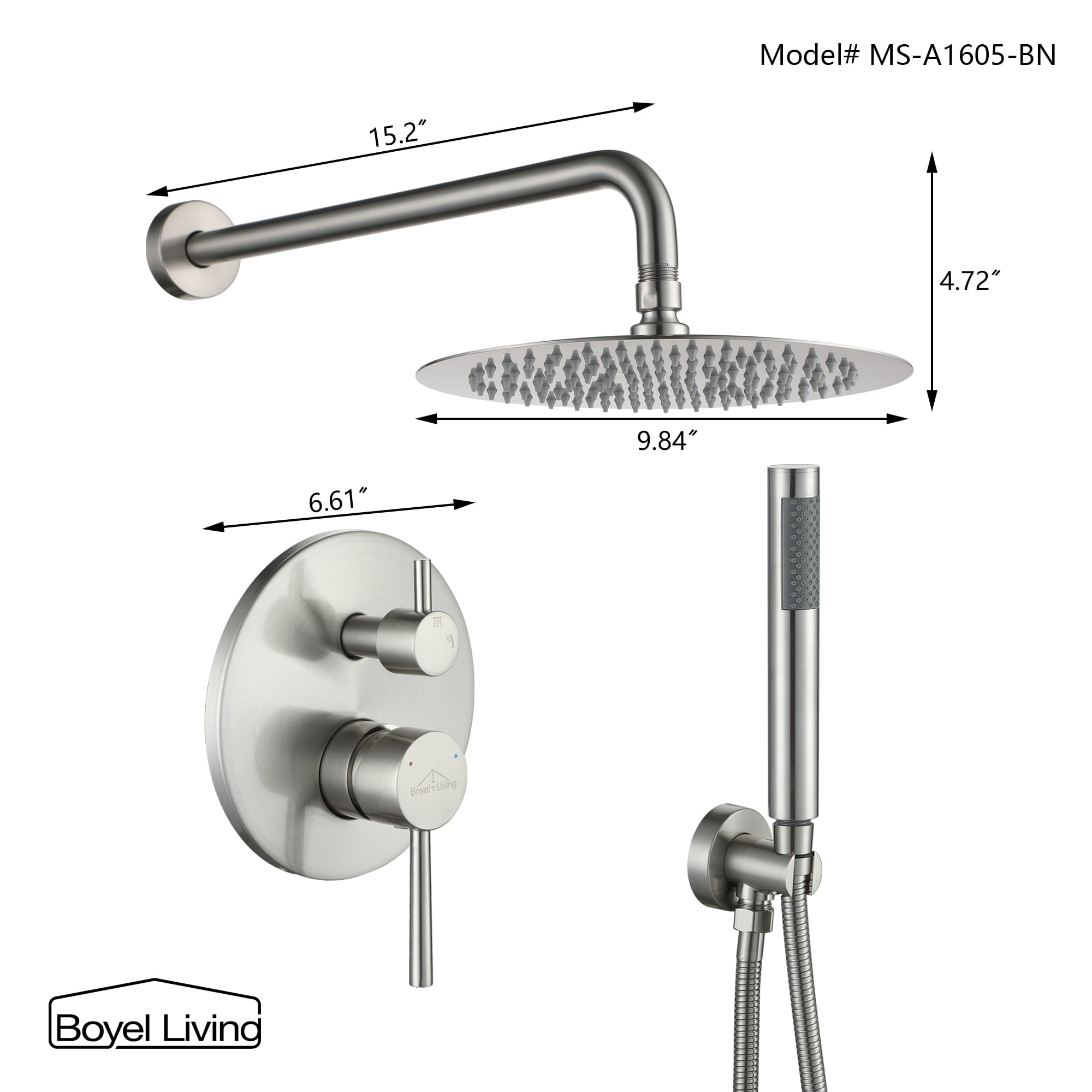 Rain Shower System Size Details-Boyel Living