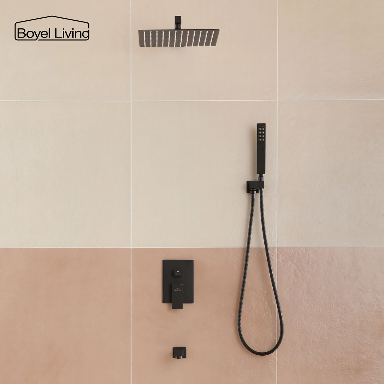 Boyel Living Wall Mounted Shower System with 12 in. Rainfall Shower Head, Handheld Shower and Tub Faucet-Boyel Living