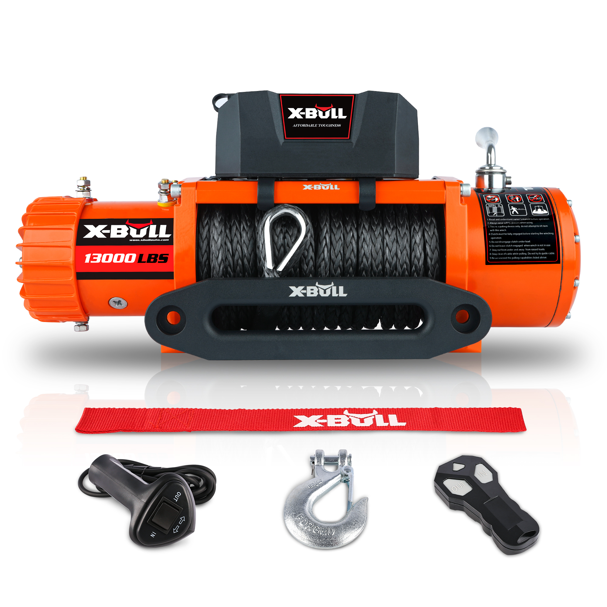 X-BULL Electric Winch 13000 LBS 12V Synthetic Rope Upgraded Version-Boyel Living