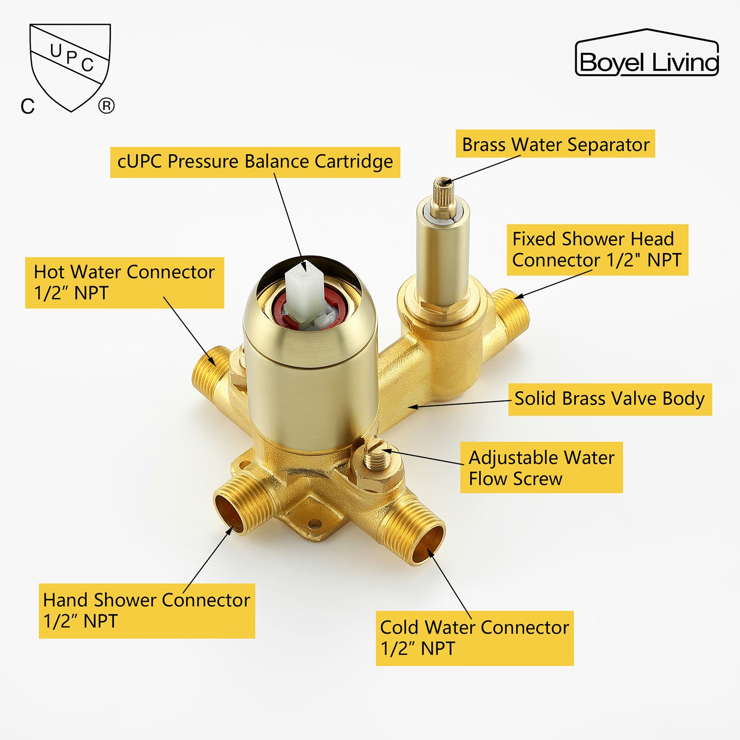 Boyel Living Wall Mounted 10 in. Rainfall Thick Shower Head System with Rough-In Valve Body and Trim in Brushed Gold-Boyel Living