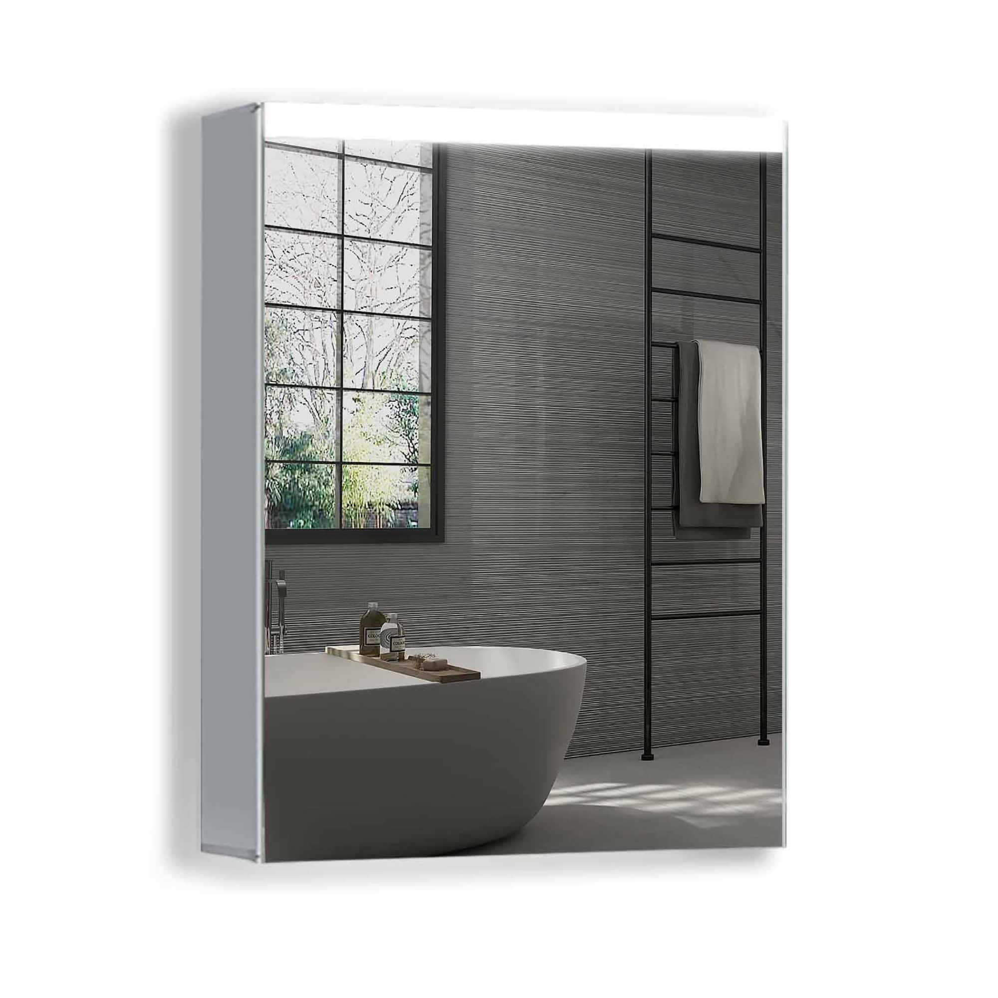 Medium Rectangle LED Lighted Bathroom Wall Mounted Mirror Medicine Cabinet (30 in. H x 24 in. W) -Boyel Living