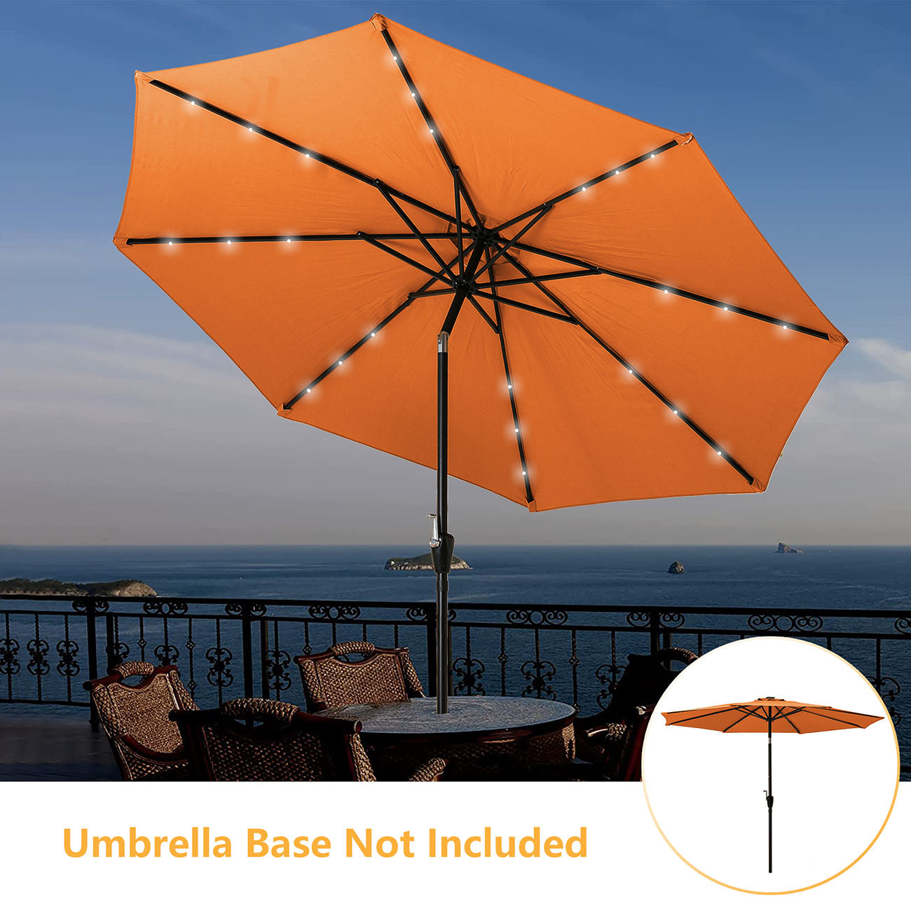 Boyel Living 10-ft Patio Umbrella with LED Lights (Orange)-Boyel Living