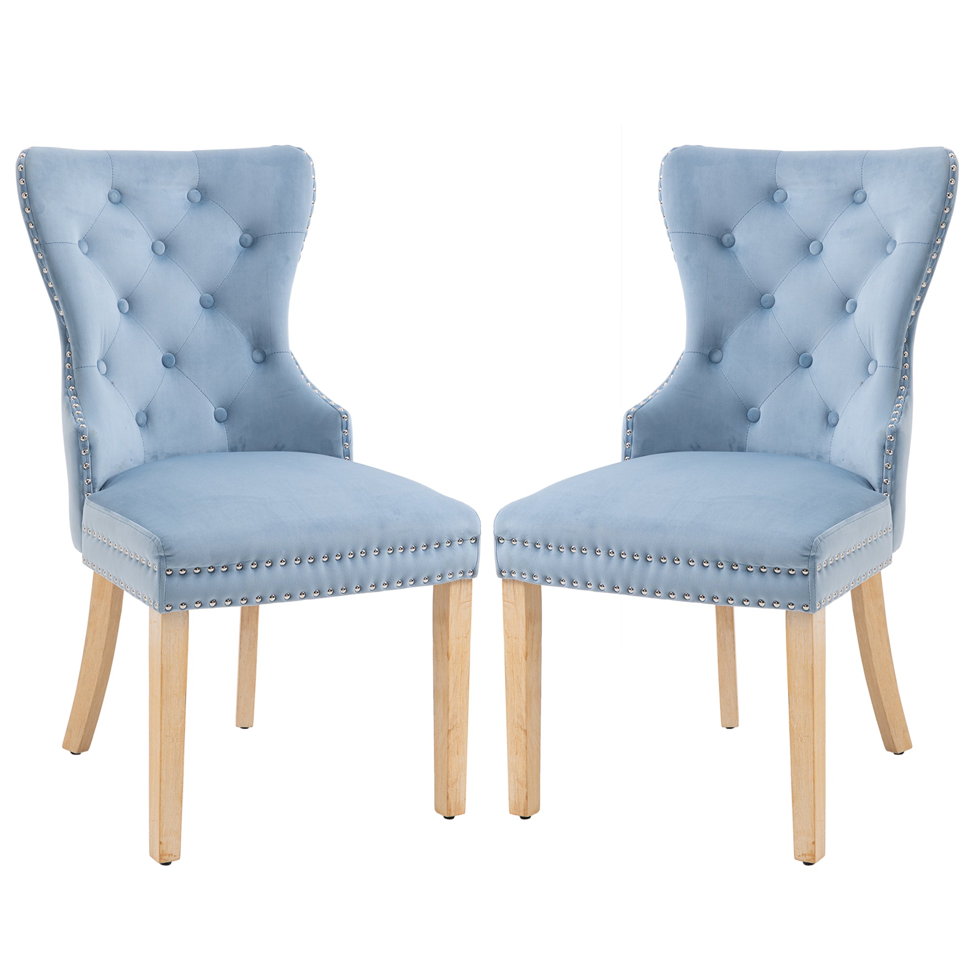 Set of 2 Contemporary Modern Velvet Upholstered Dining Side Chair (Wood Frame)-Boyel Living