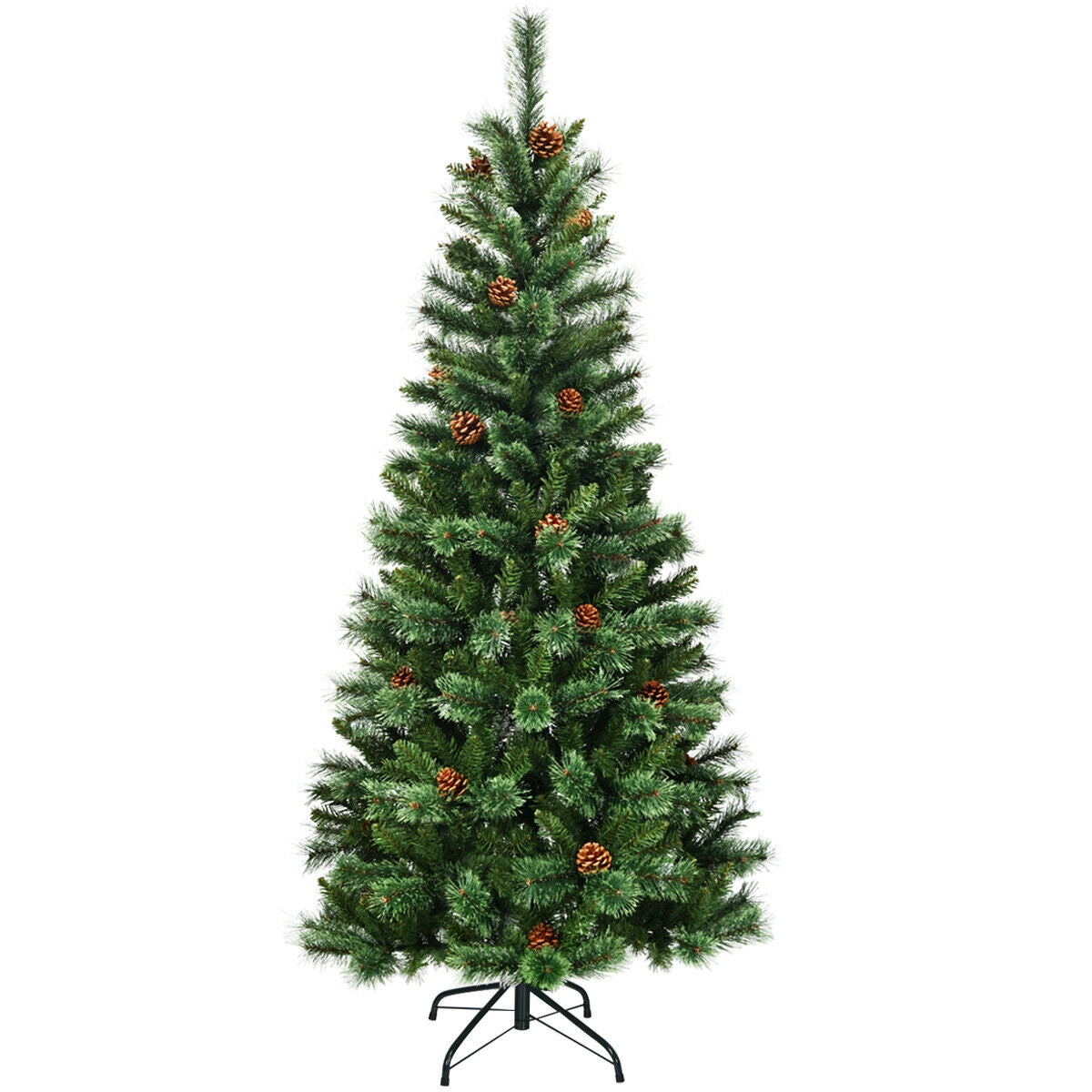 7 ft Premium Hinged Artificial Christmas Tree with Pine Cones-Boyel Living