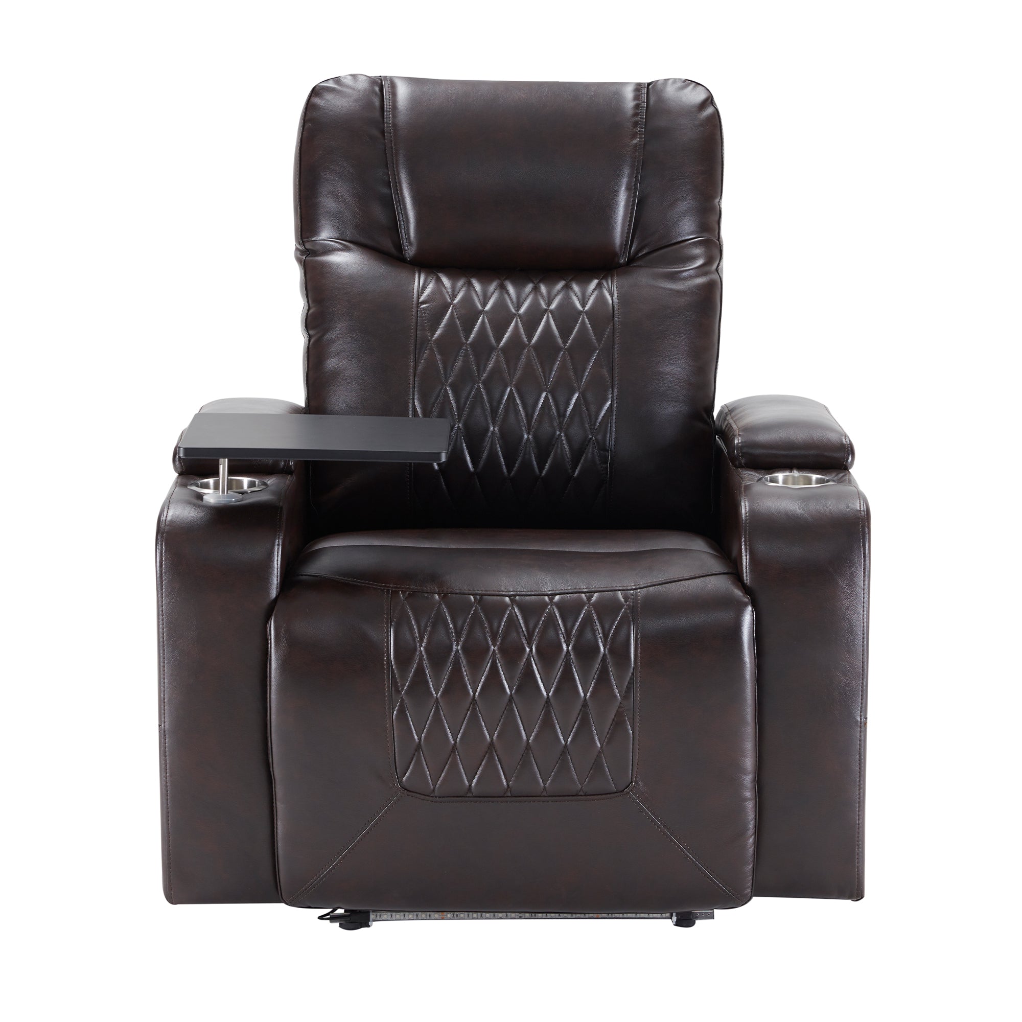 Power Motion Recliner with USB Charging Port and Hidden Arm Storage 2 Convenient Cup Holders design and 360° Swivel Tray Table-Boyel Living