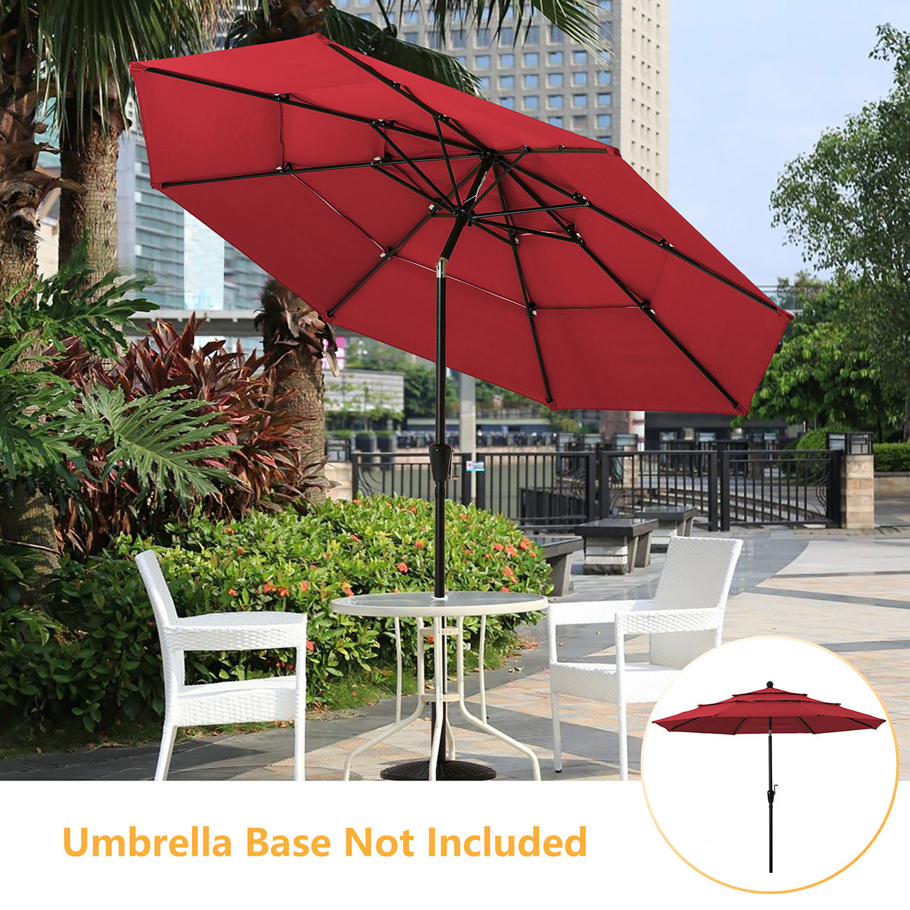 Boyel Living 10ft Patio Umbrella with Double Airvent (Burgundy)-Boyel Living