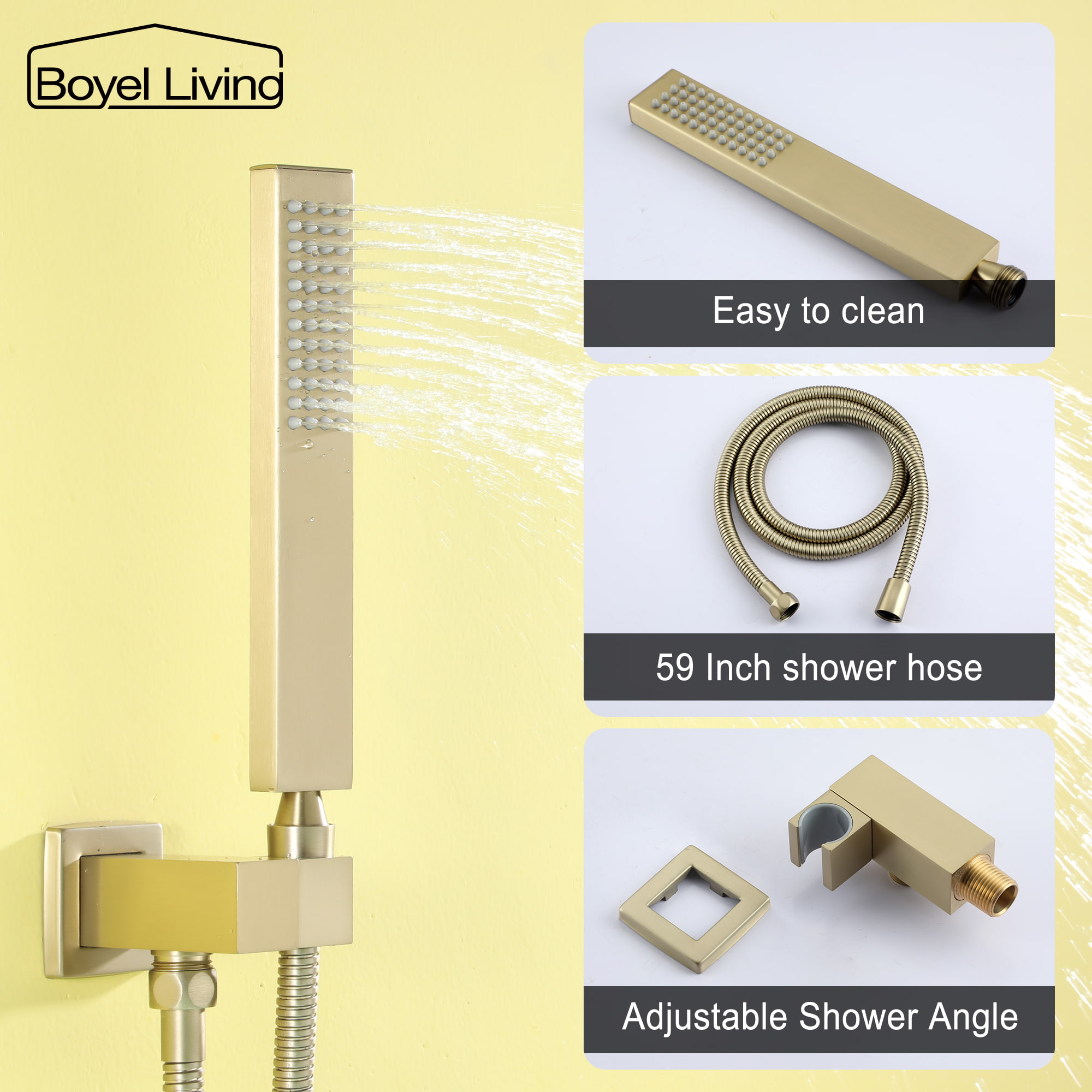 Single-Handle Wall Mounted Roman Bathtub Faucet with Hand Shower-Boyel Living