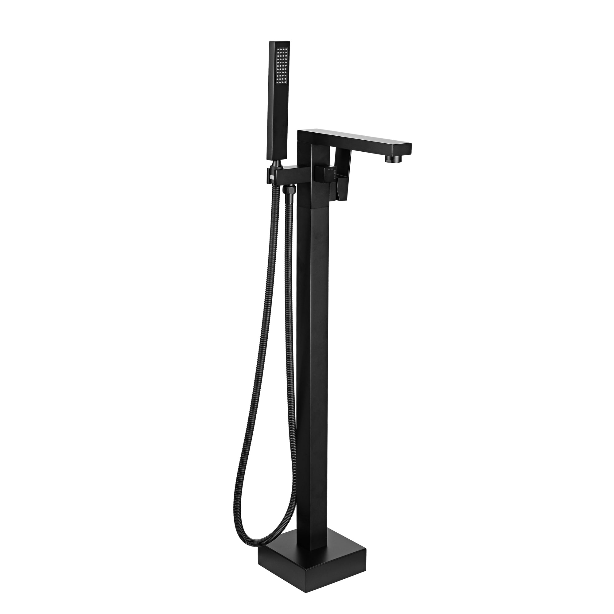 2-Handle Claw Foot Freestanding Tub Faucet with Handheld Shower in Matte Black-Boyel Living