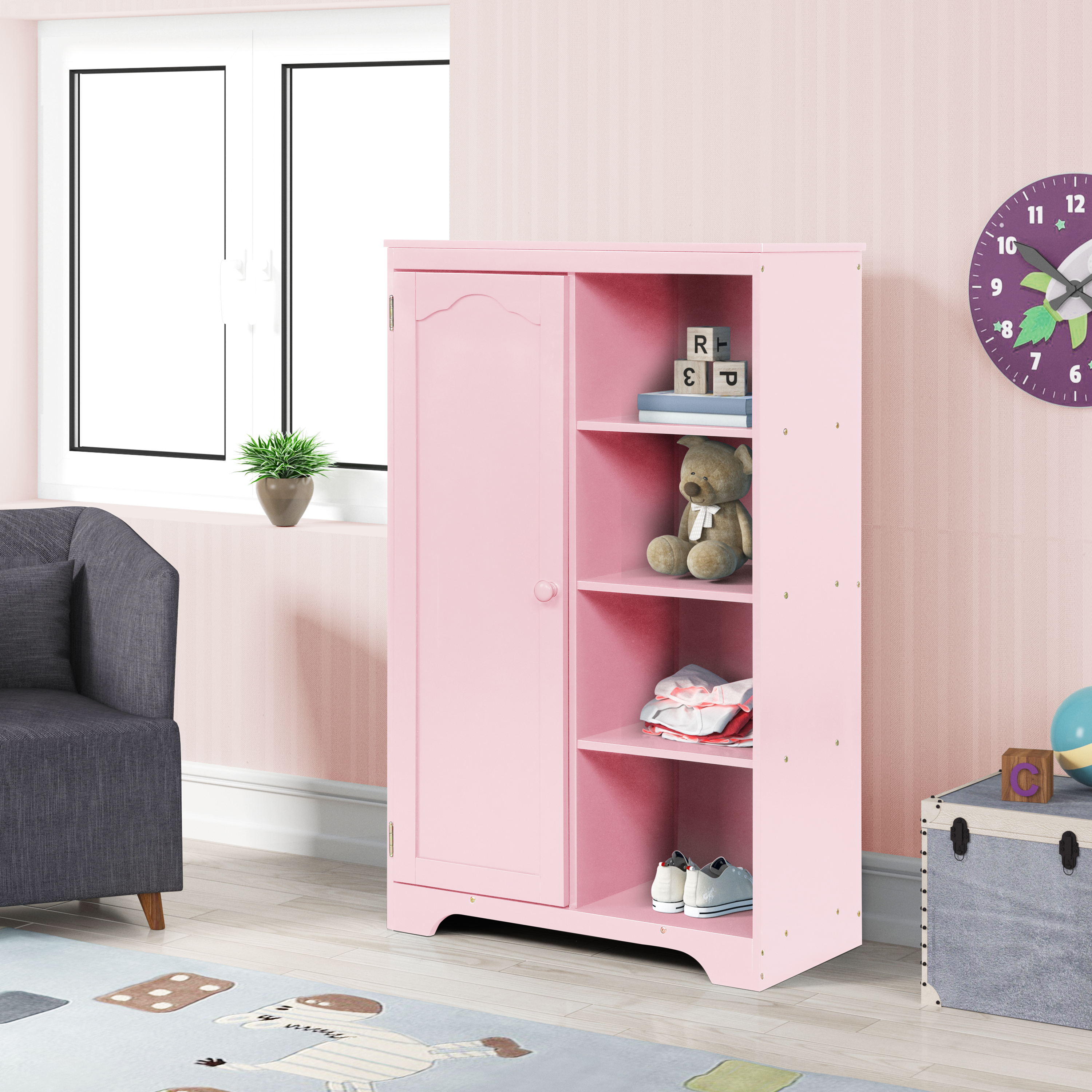 PRACTIACAL SIDE CABINET FOR WARM PINK COLOR