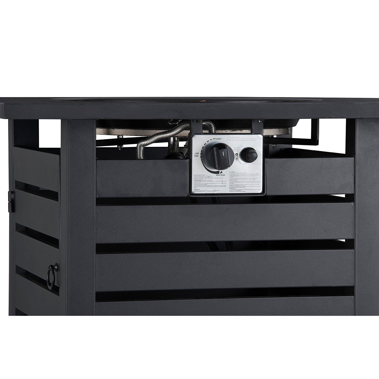 Gray Fire Pit Table, 32-inch Square 50,000 BTU Auto-Ignition Propane Gas Firepit with Waterproof Cover-Boyel Living