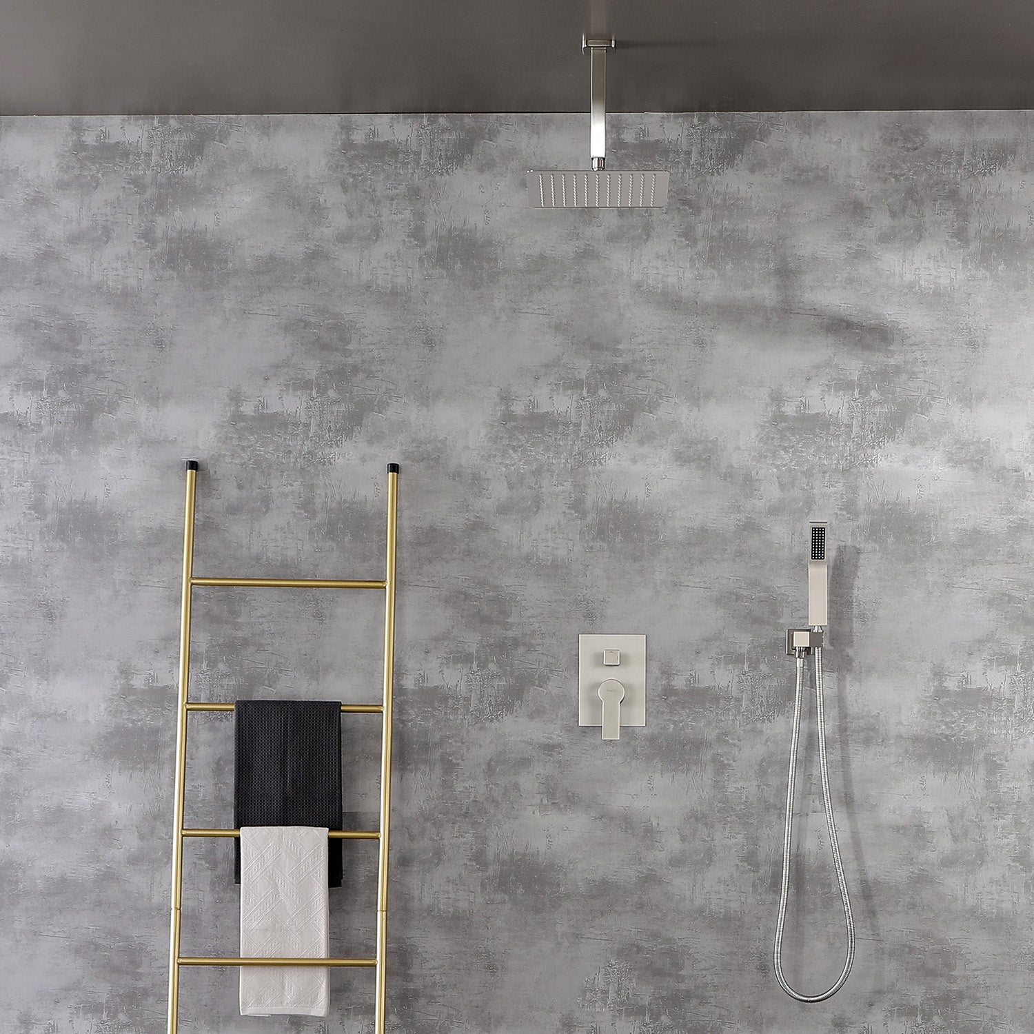 Boyel Living 10 in. Ceiling Mount Dual Shower Heads, Shower System with Rough-In Valve Body and Trim-Boyel Living