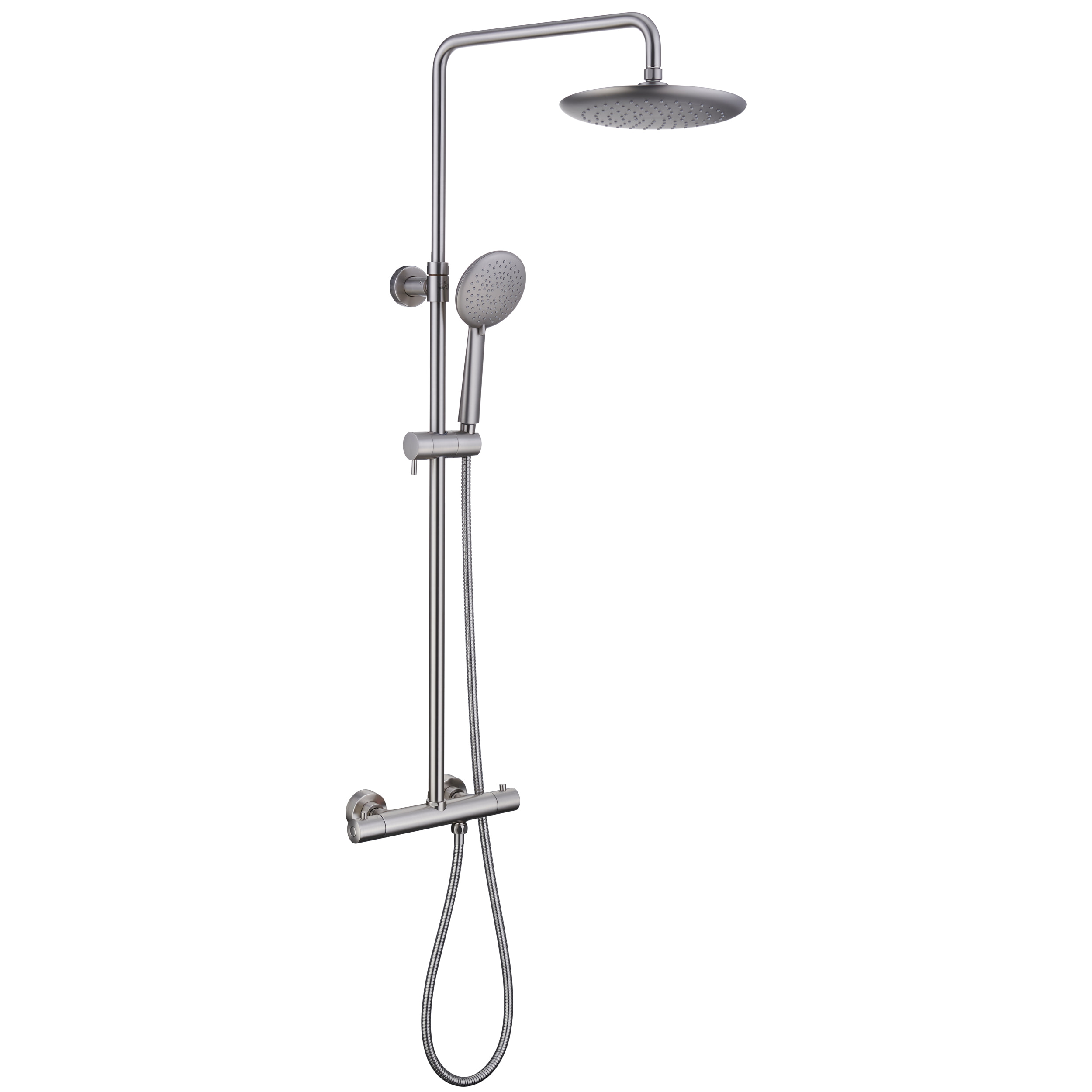 2 Function Wall Mount Round Thermostatic Rain Shower System in Brushed Nickel-Boyel Living