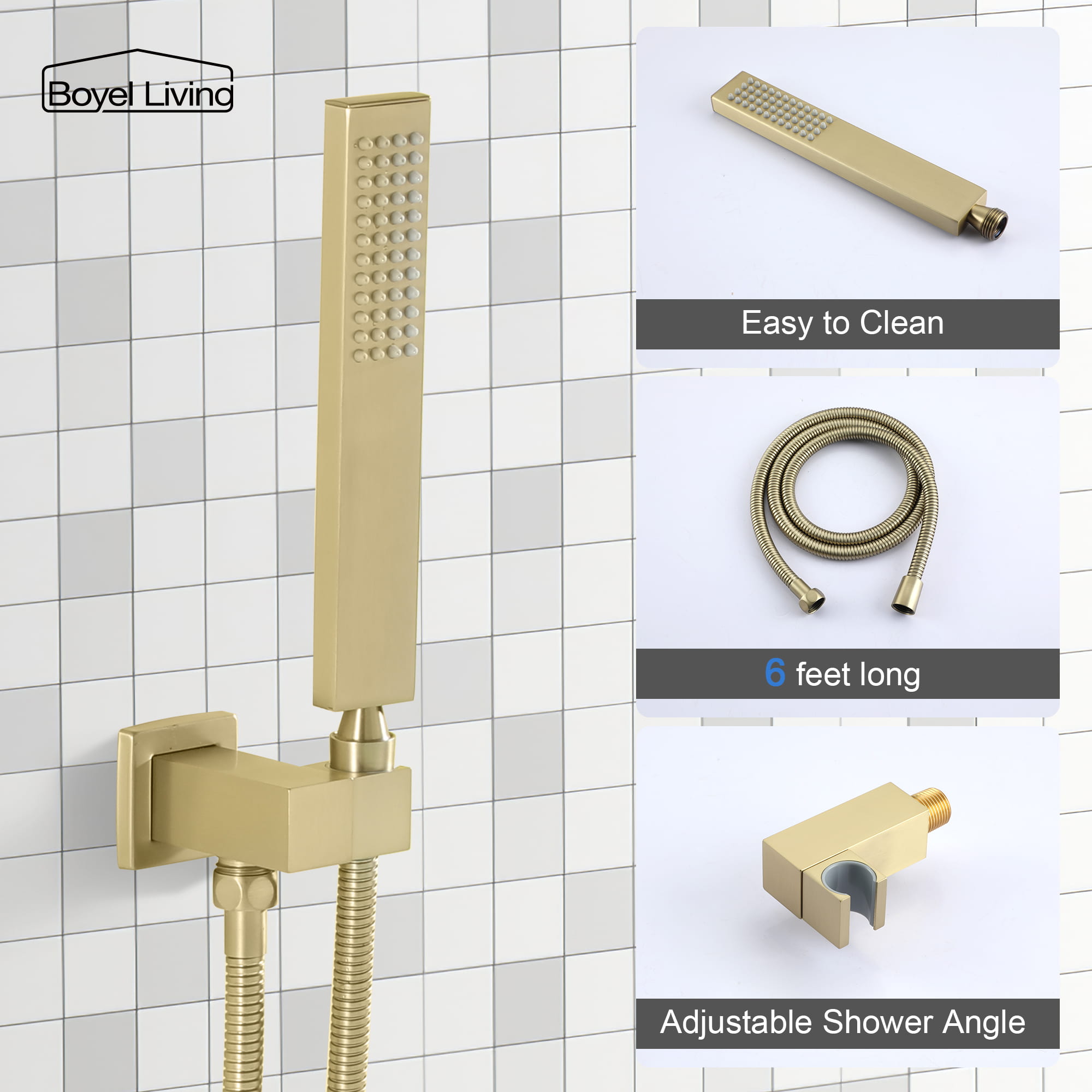 Wall Mount Single-Handle Roman Tub Faucet with Hand Shower-Boyel Living