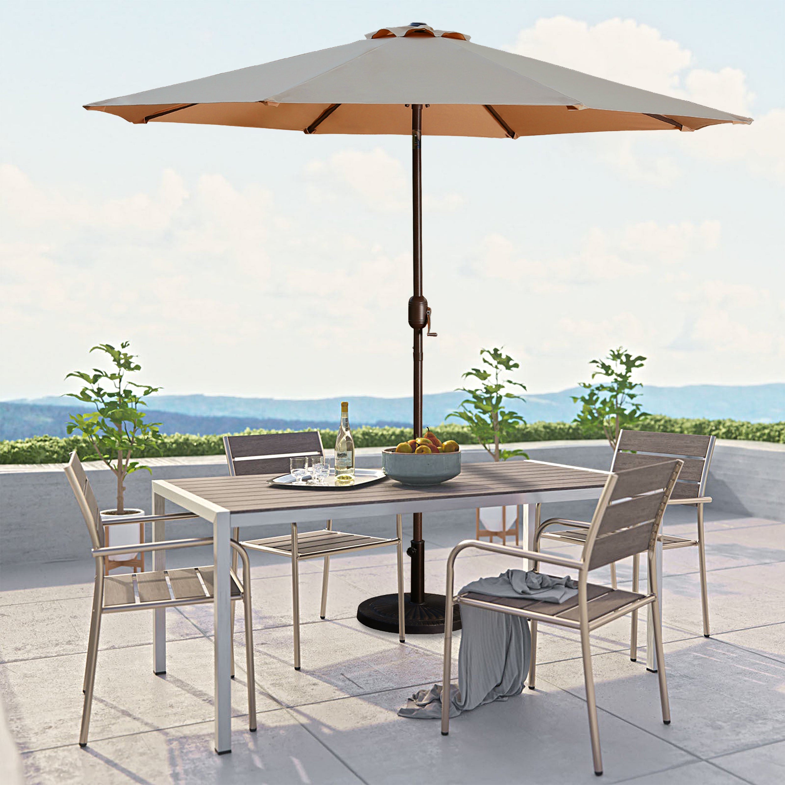 9ft Patio Umbrella Outdoor Umbrella Patio Market Umbrella with Push Button Tilt and Crank-Boyel Living