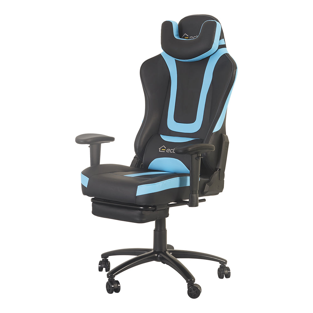 Massage Gaming Chair with Wooden S-shape Frame Construction-Blue-Boyel Living