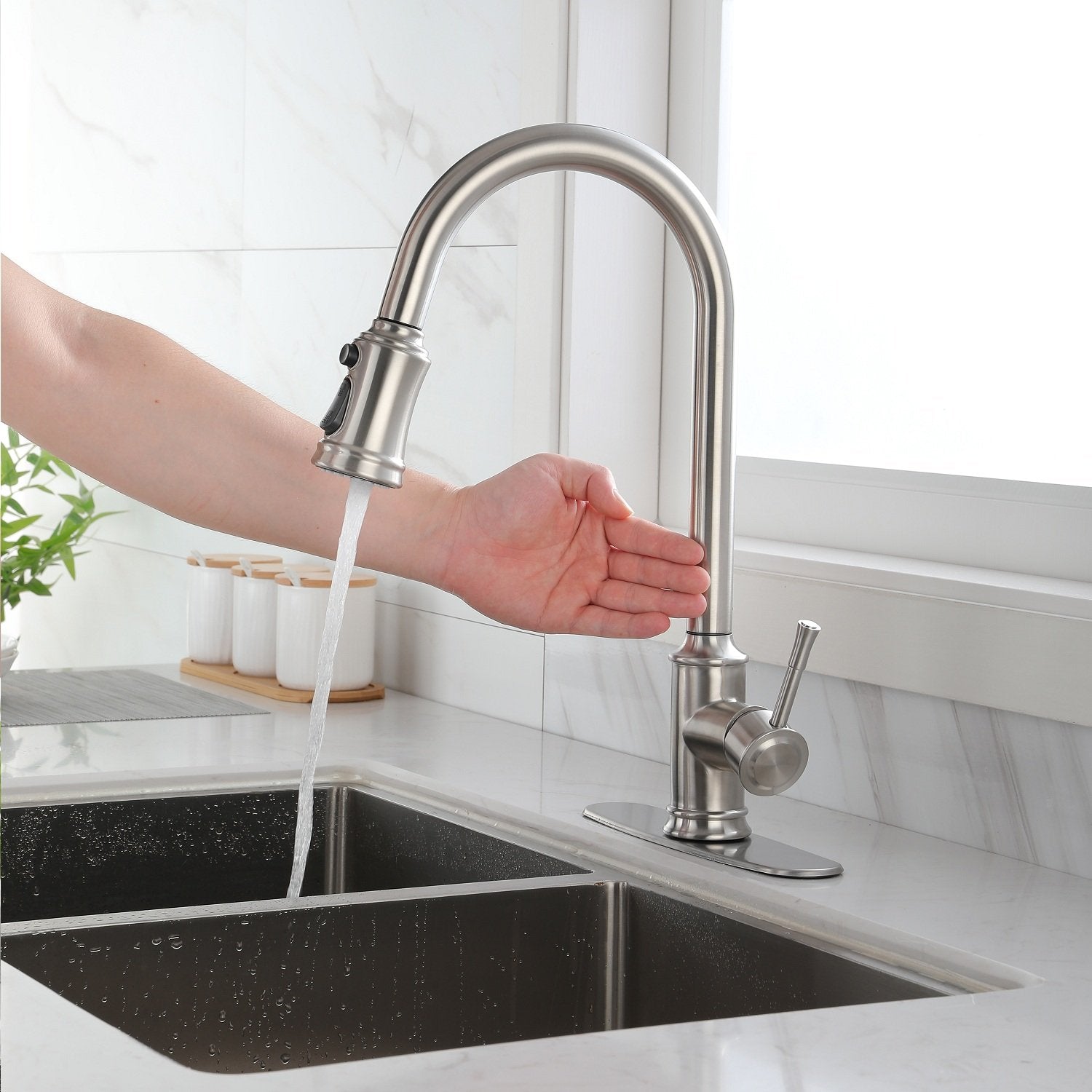Touch Kitchen Faucet with Pull Down Sprayer-Boyel Living
