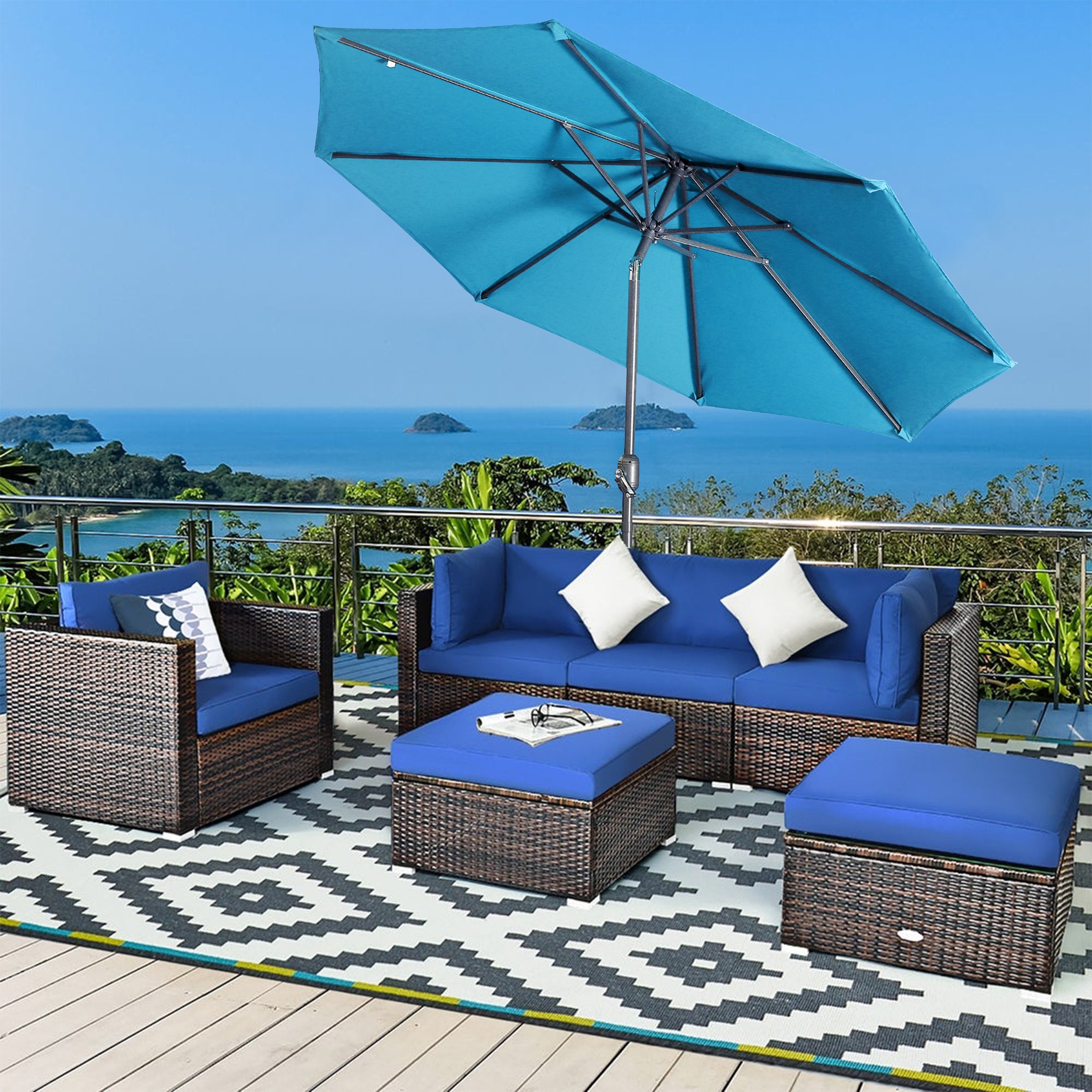 9ft Patio Umbrella Outdoor Umbrella Patio Market Umbrella with Push Button Tilt and Crank-Boyel Living